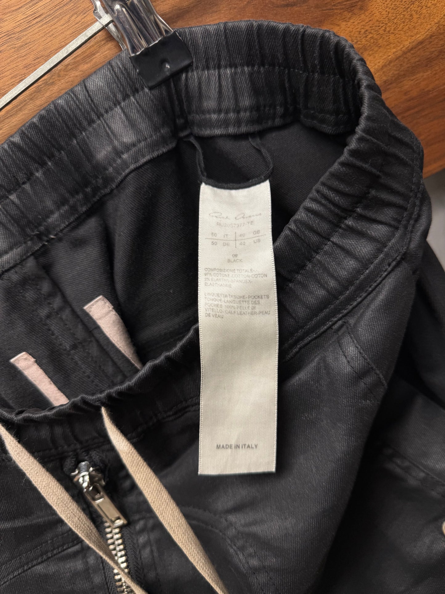 SS2020 Rick Owens ‘Tecautl’ Waxed Black ‘Bauhaus’ Cargos