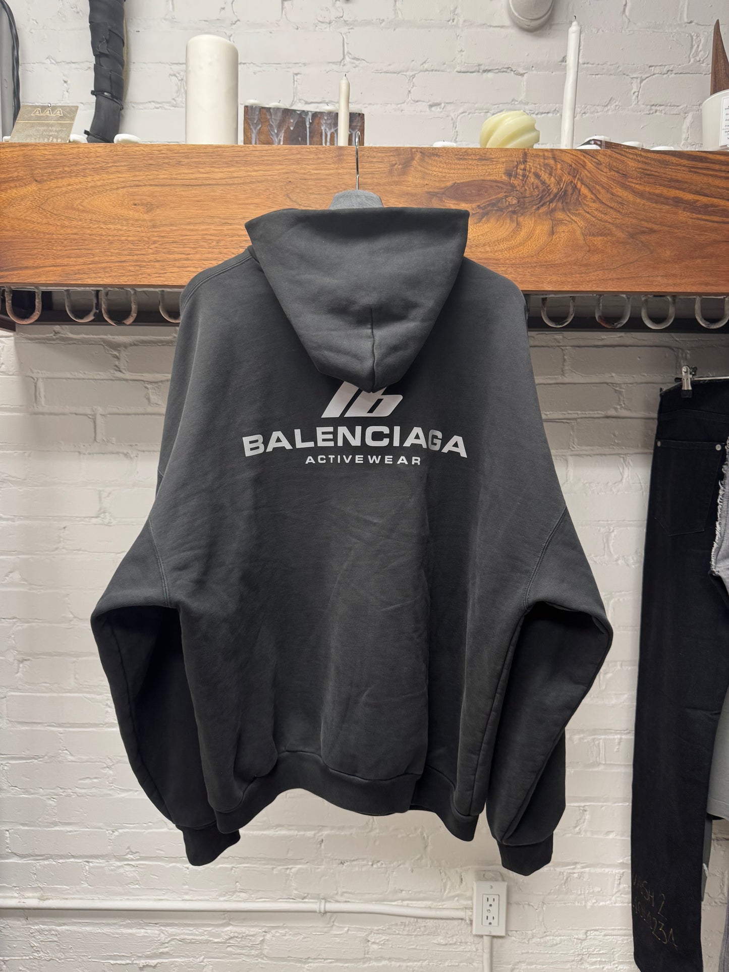 2024 Balenciaga ‘Activewear’ 3M Logo Heavy Cotton Pullover Hoodie