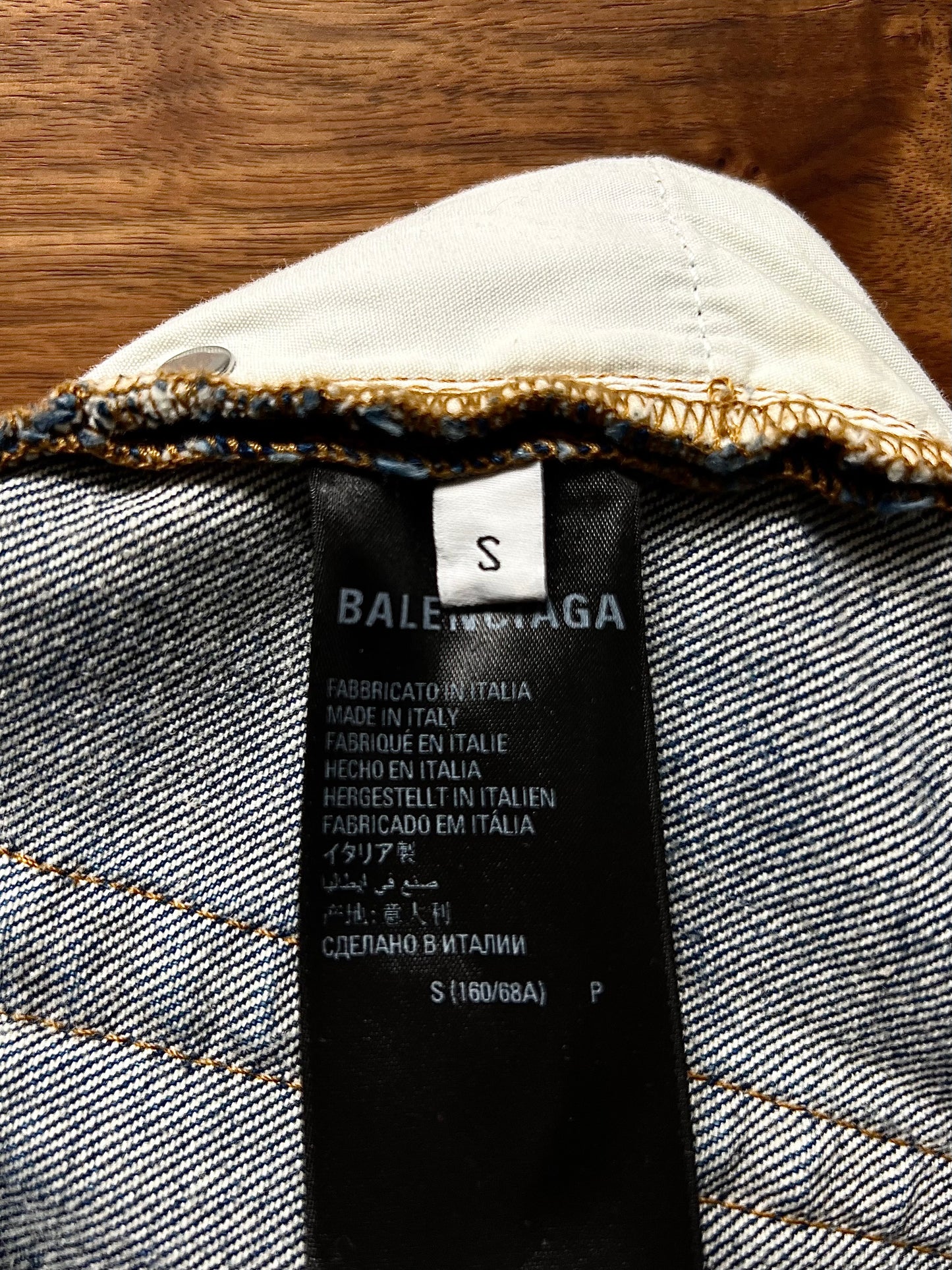 Balenciaga Wide Leg Blue ‘Heel Bite’ Distressed Denim