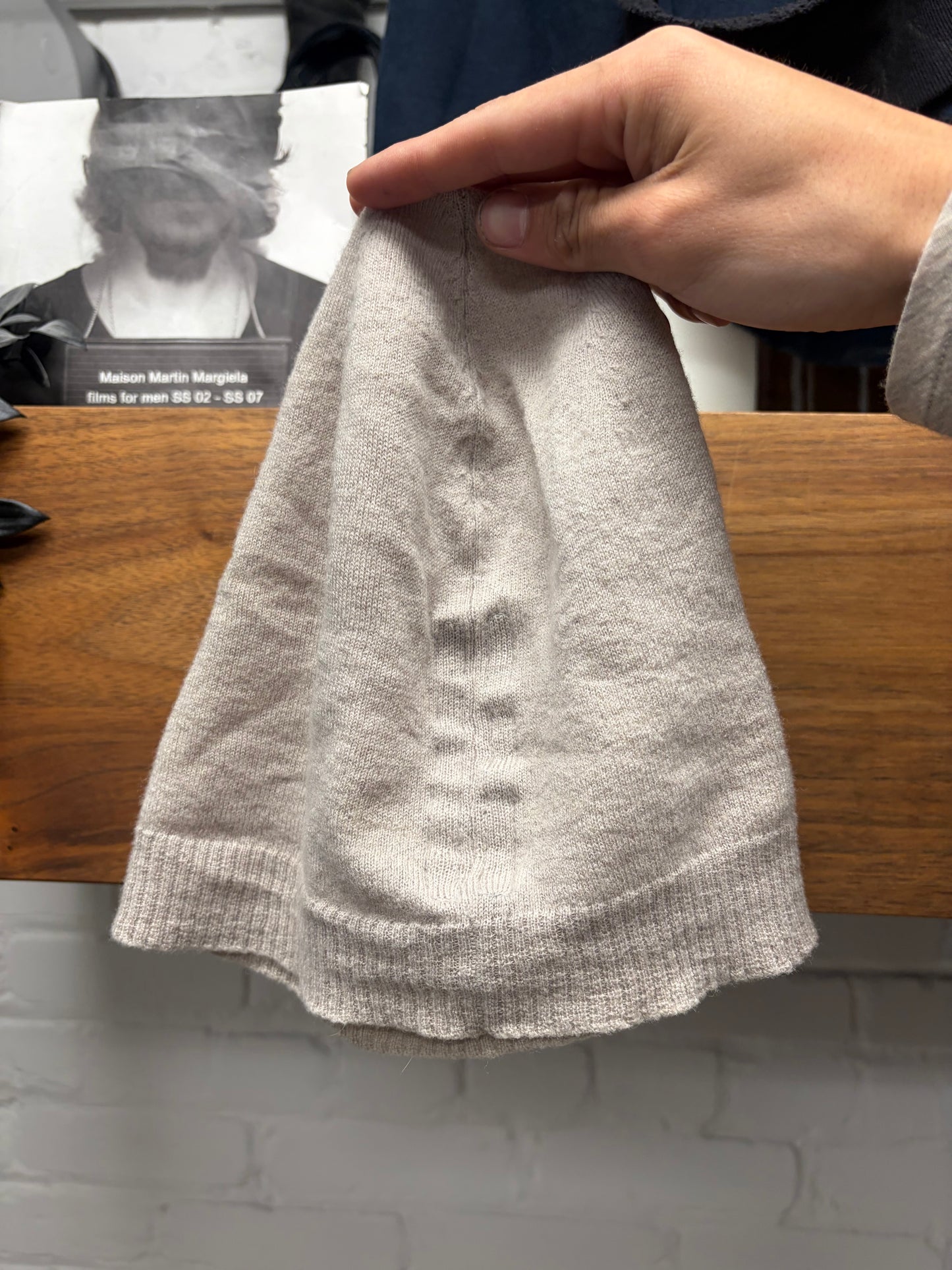 AW2021 Rick Owens ‘Gethsemane’ Oyster Cashmere Ribbed Beanie