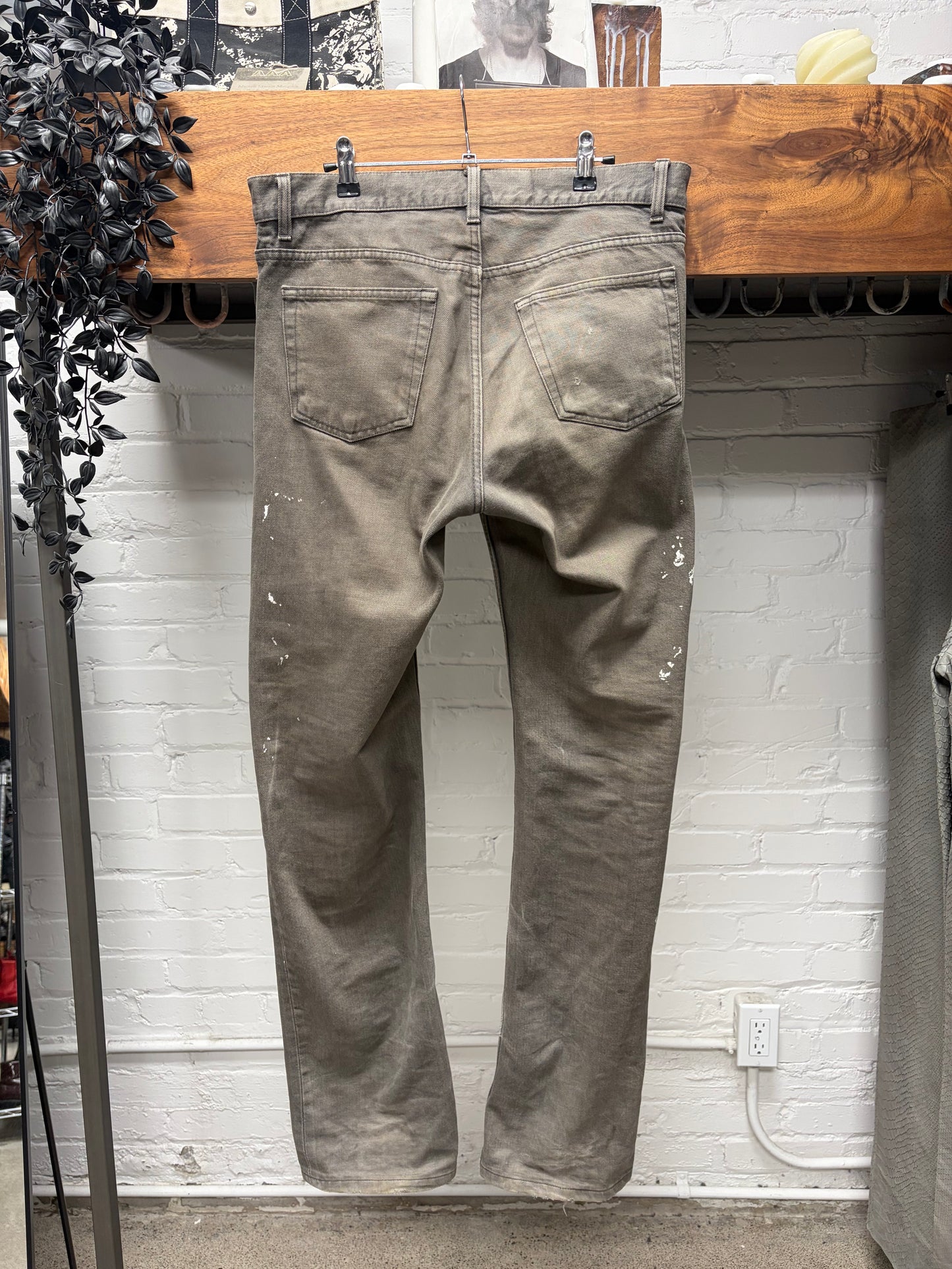 Vintage Helmut Lang Washed Grey ‘Painter’ Bootcut Denim