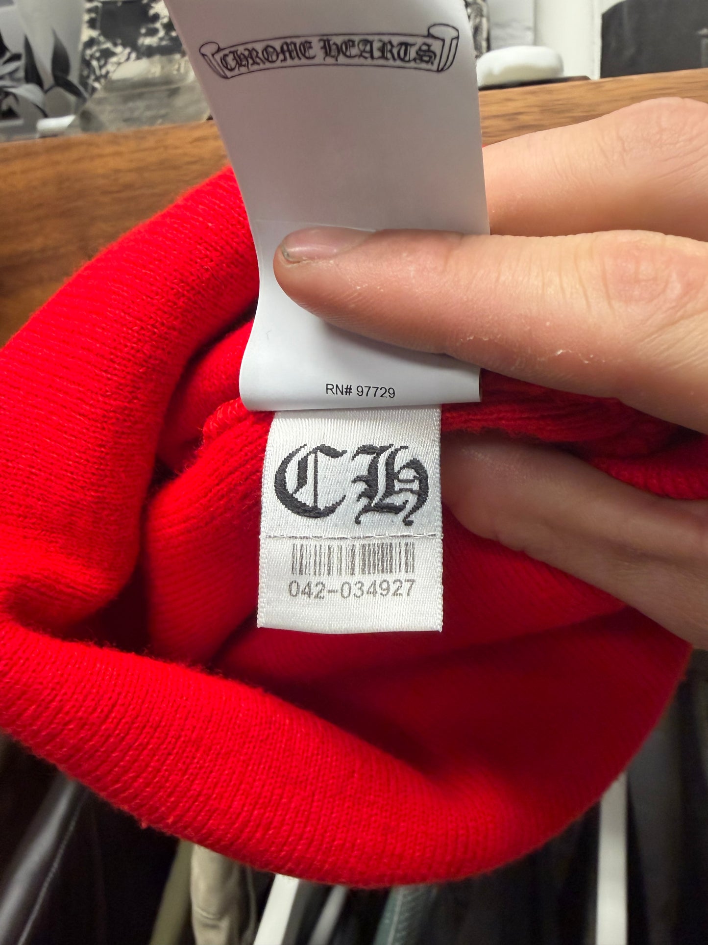 Chrome Hearts Red Embroidered ‘Scroll Logo’ Beanie