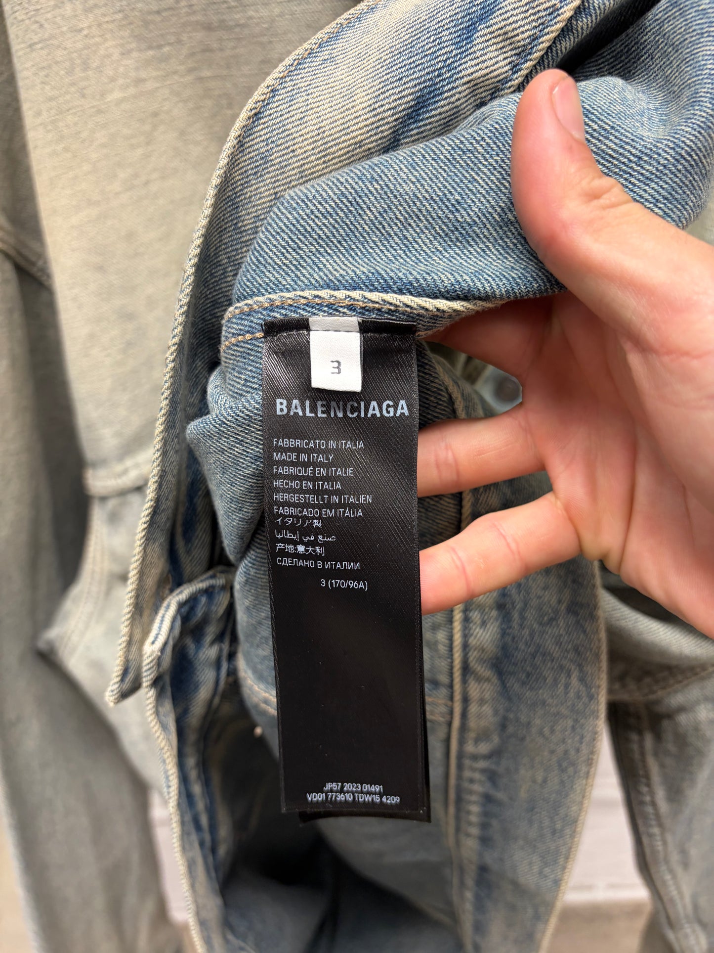 SS2024 Balenciaga ‘Inside Out’ Sand Washed Oversized Denim Jacket