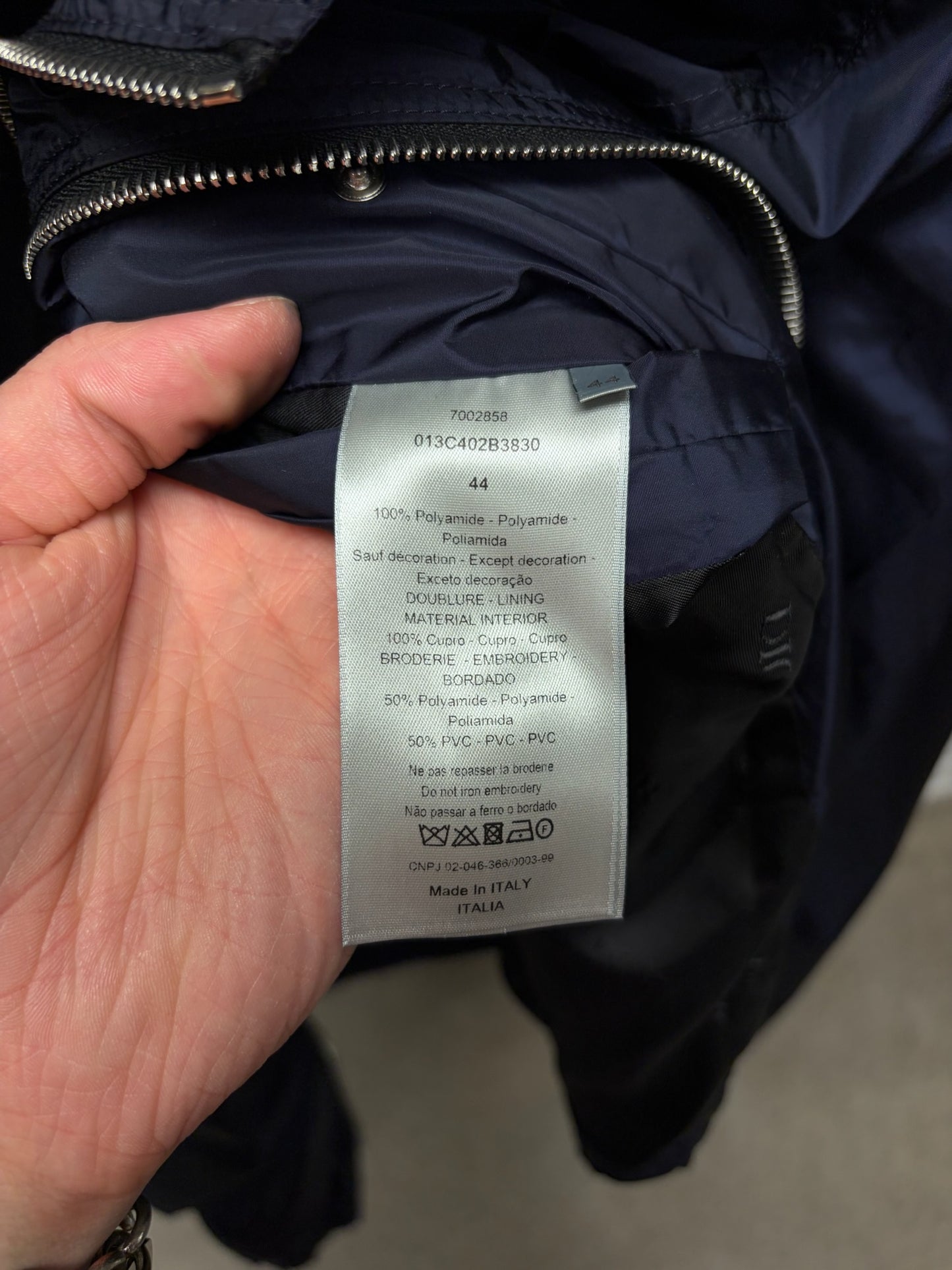 2020 Dior Navy Blue ‘Patch Logo’ Shell Windbreaker Zip-Up Jacket