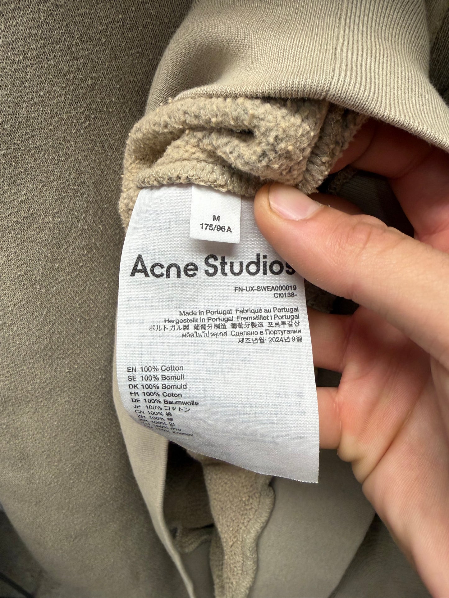 Acne Studios ‘Patch Logo’ Cropped Brown Terry Cotton Hoodie