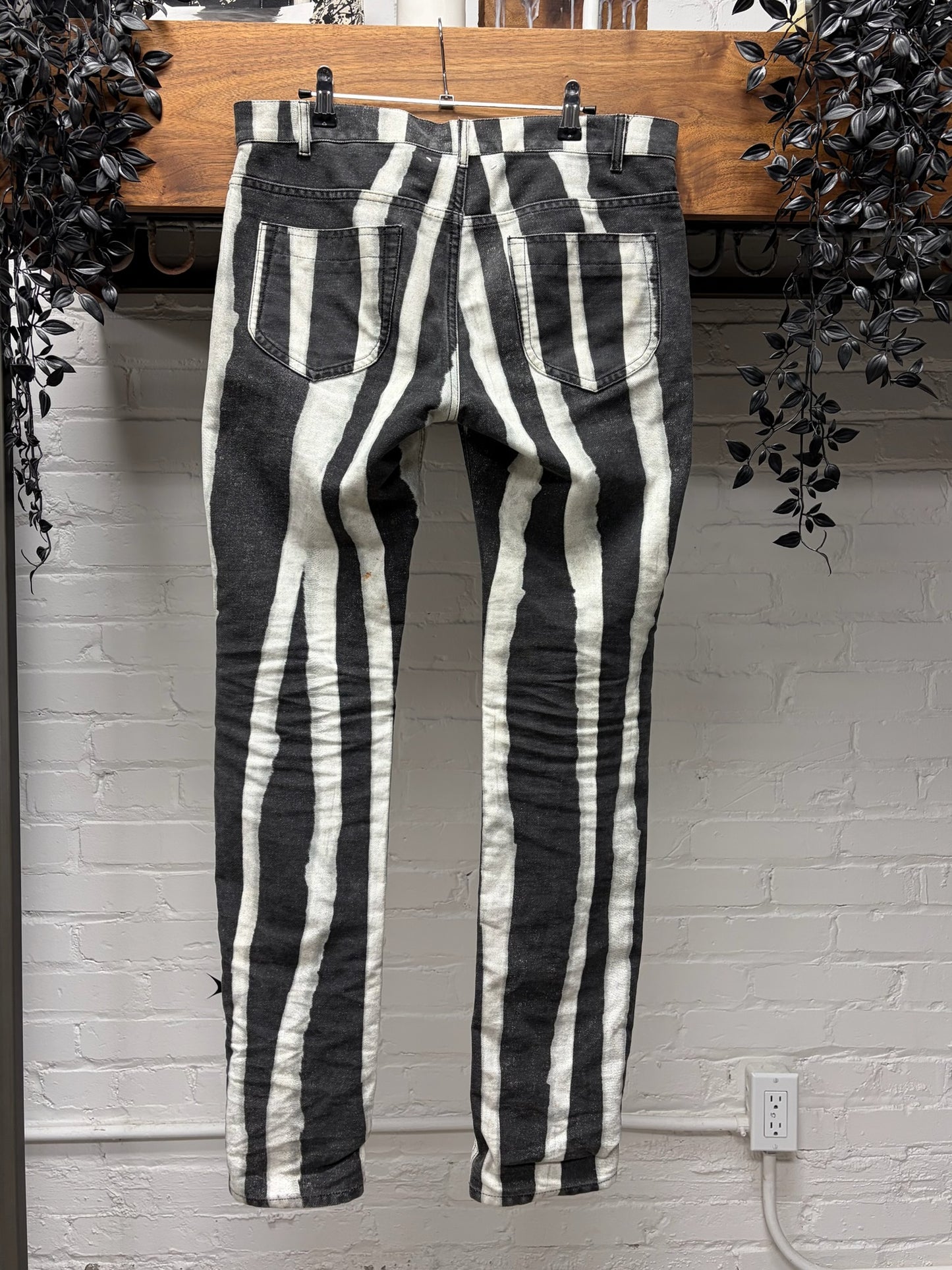 AW2010 Maison Margiela ‘Zebra’ Black/White Striped Skinny Jeans