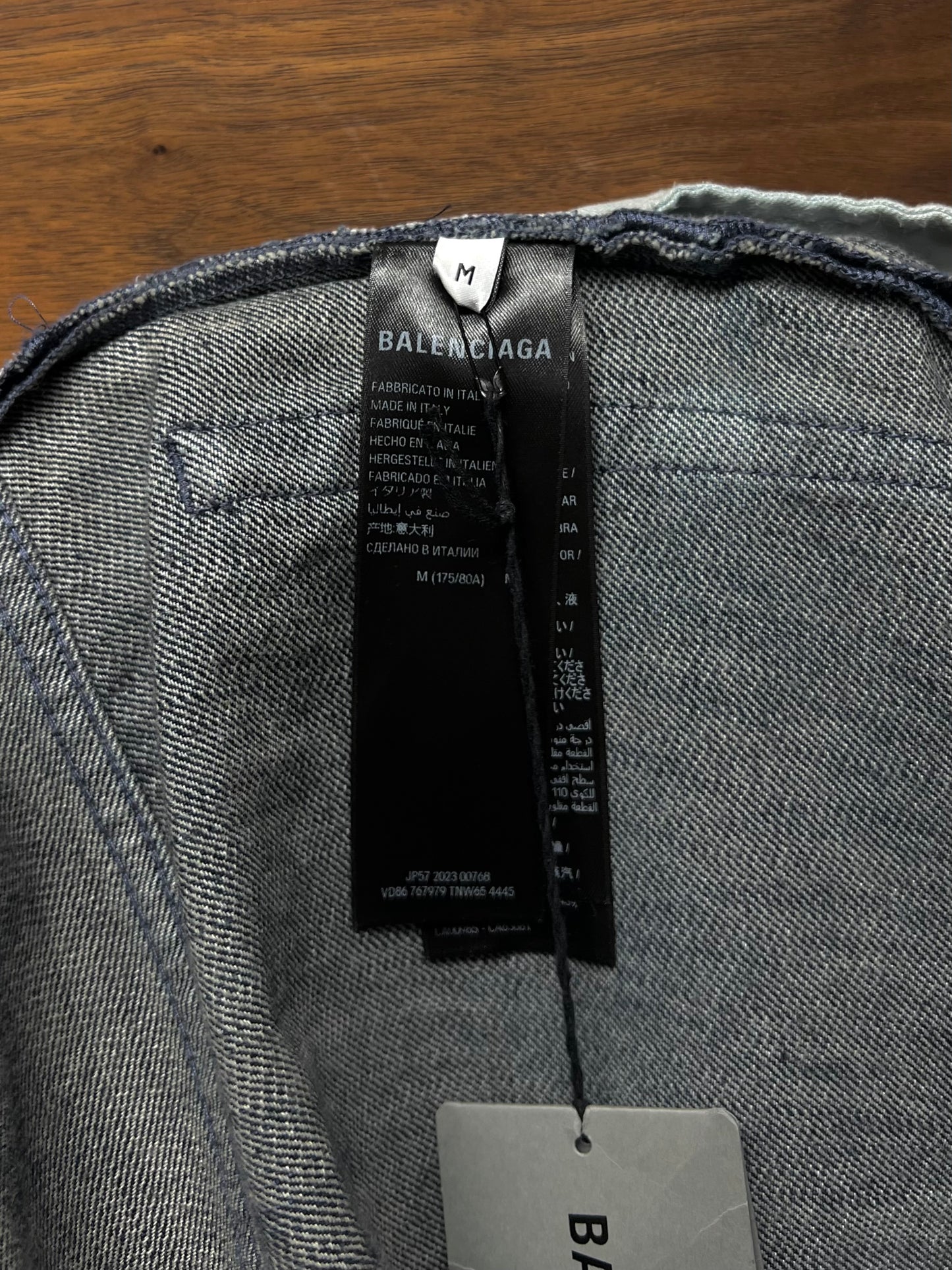 AW23 Balenciaga Double Layered Washed Blue Wide Cut Denim