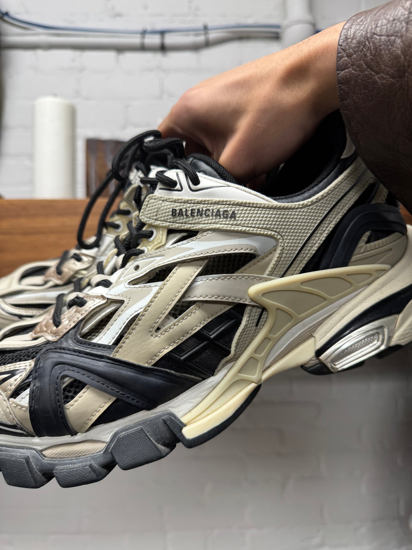 Balenciaga ‘Track 2’ Beige/Black Low Top Sneakers