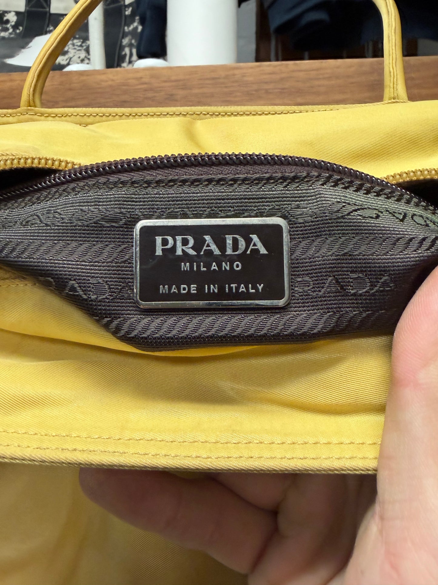 Prada ‘Tessuto’ Yellow Nylon Tote Bag