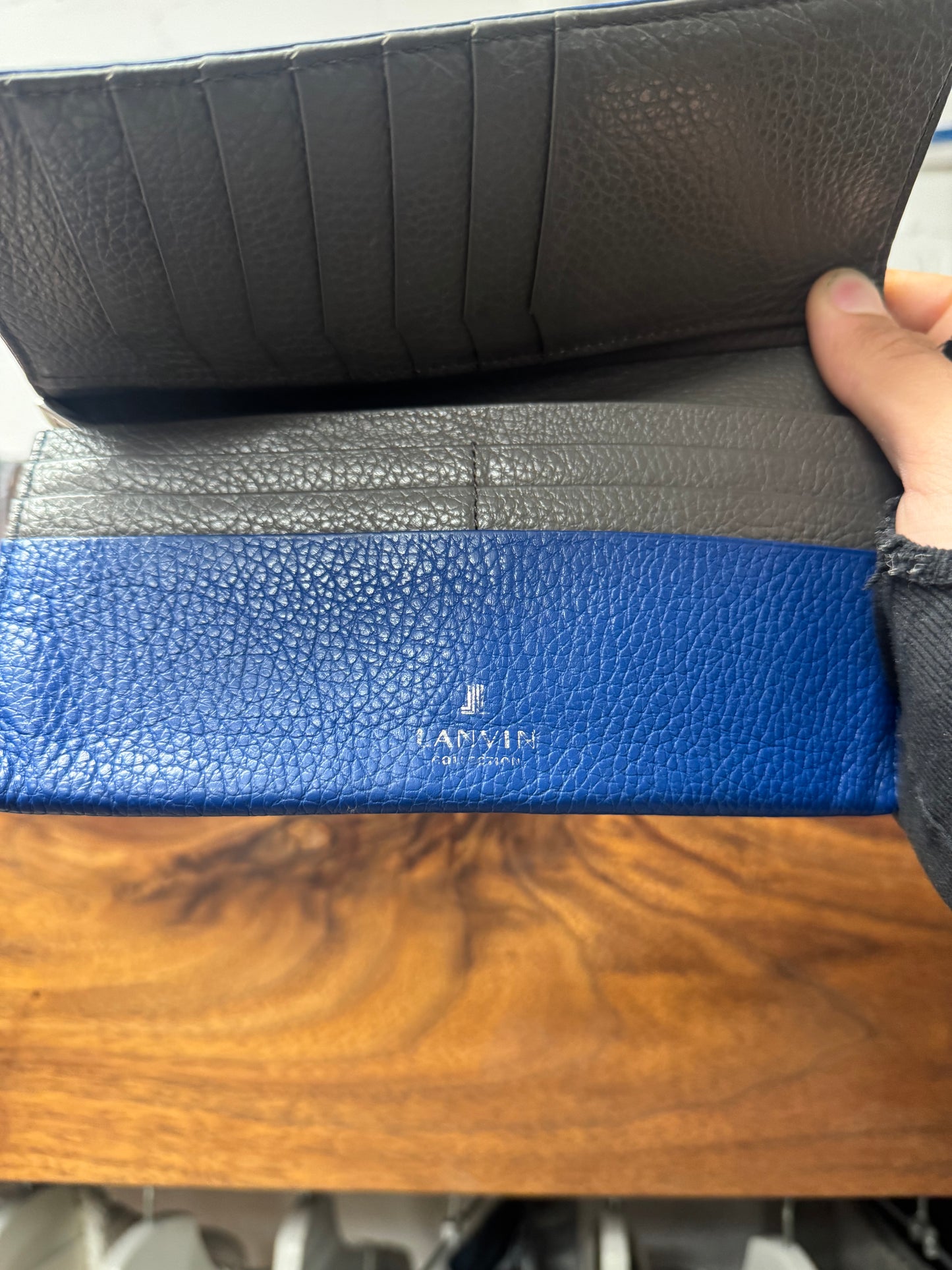 Lanvin Blue Calfskin Leather Long Wallet