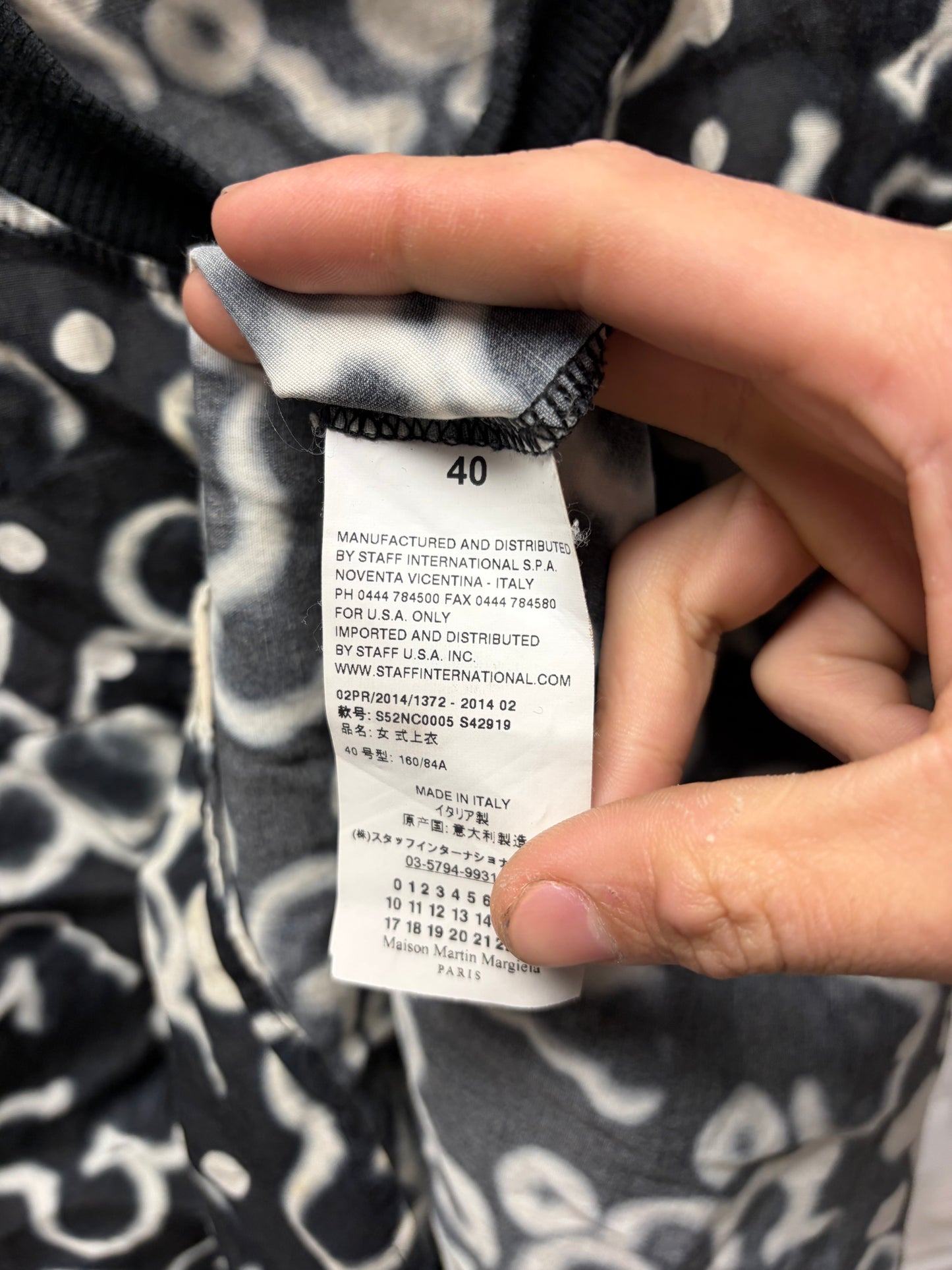 SS2014 Maison Margiela Sleeveless Black Full Print Top