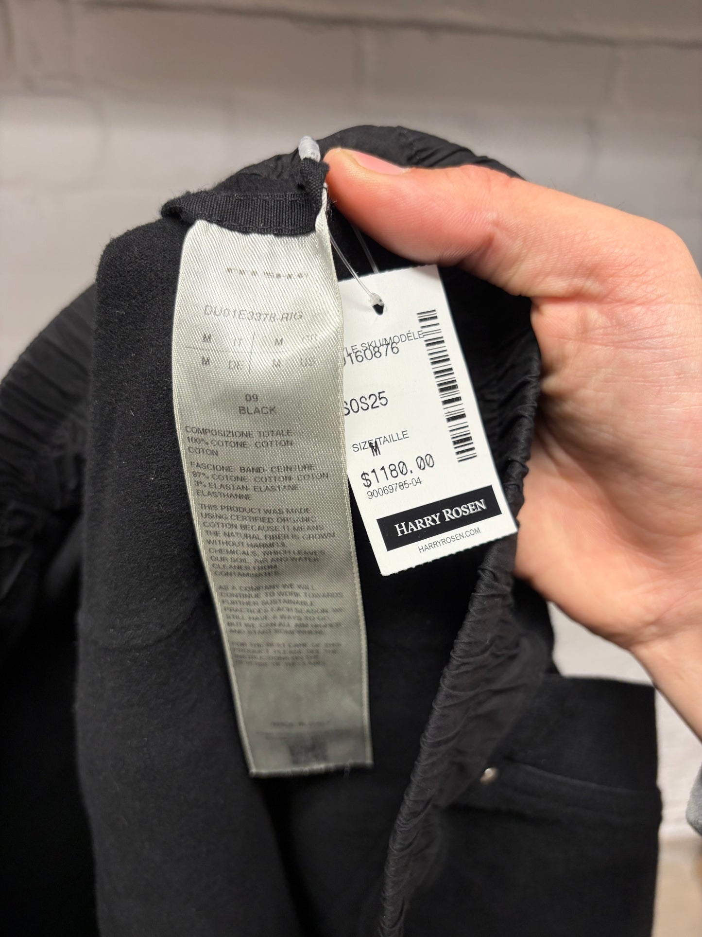 Rick Owens ‘Bela’ Front-Zip Black Wide Leg Drawstring Sweatpants