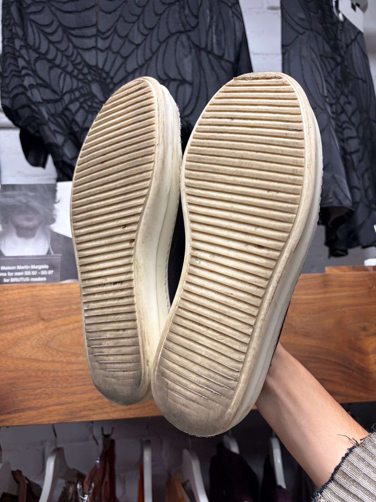 Rick Owens Mainline ‘Vans’ Black/Milk Leather Low Top Sneakers