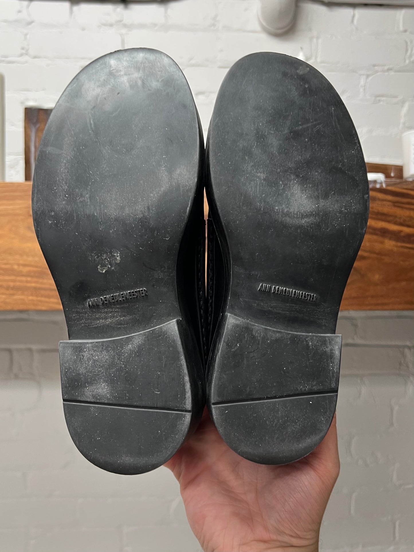 Ann Demeulemeester Black Leather Low-top Shoes