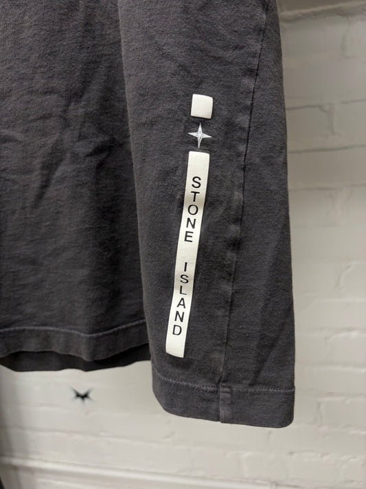 Stone Island ‘Vertical Logo’ Grey Cotton T-Shirt