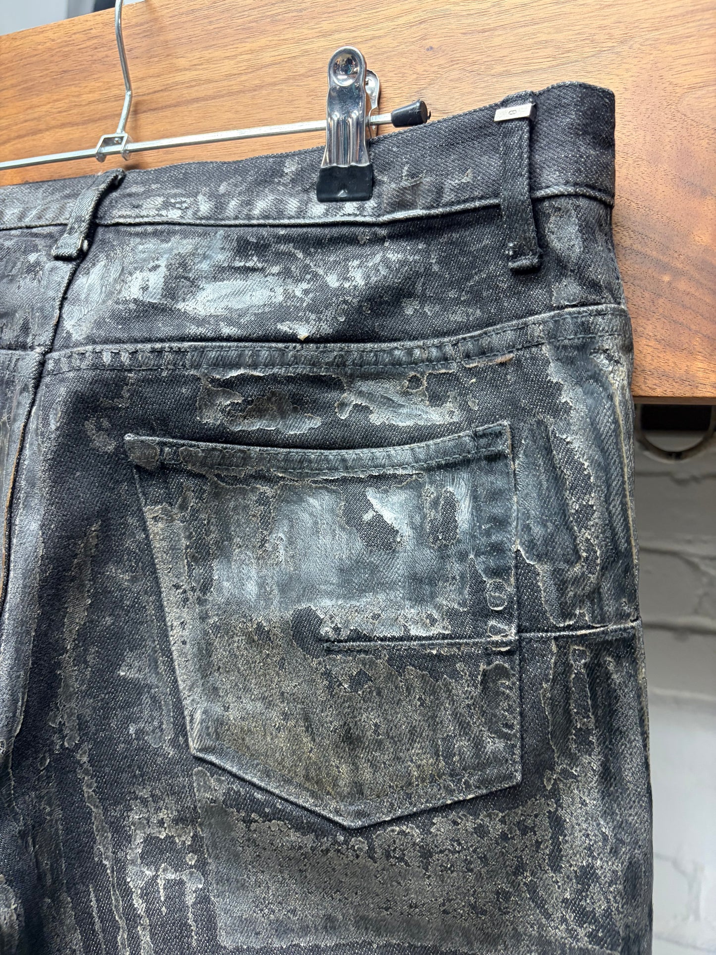 AW2008 Dior Homme ‘Luster’ Waxed Black Skinny Jeans