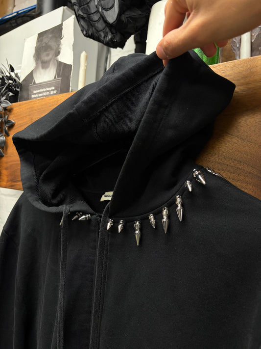 Helmut Lang Re-Edition ‘Spiked Collar’ Black Zip-Up Hoodie