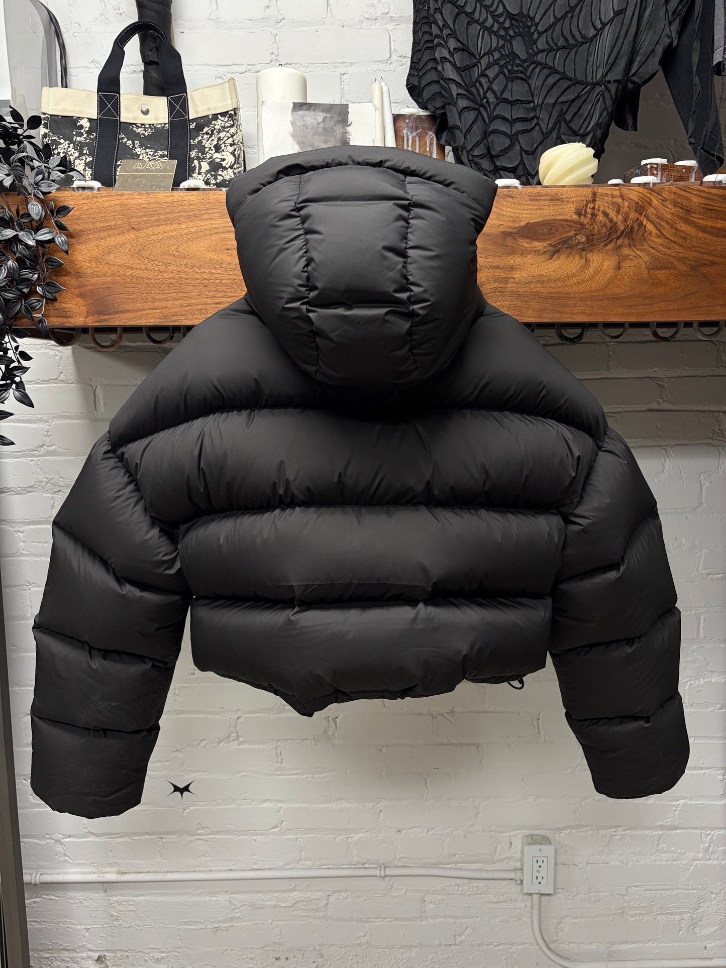 Entire Studios ‘MML’ Hooded Black Cropped Puffer Jacket