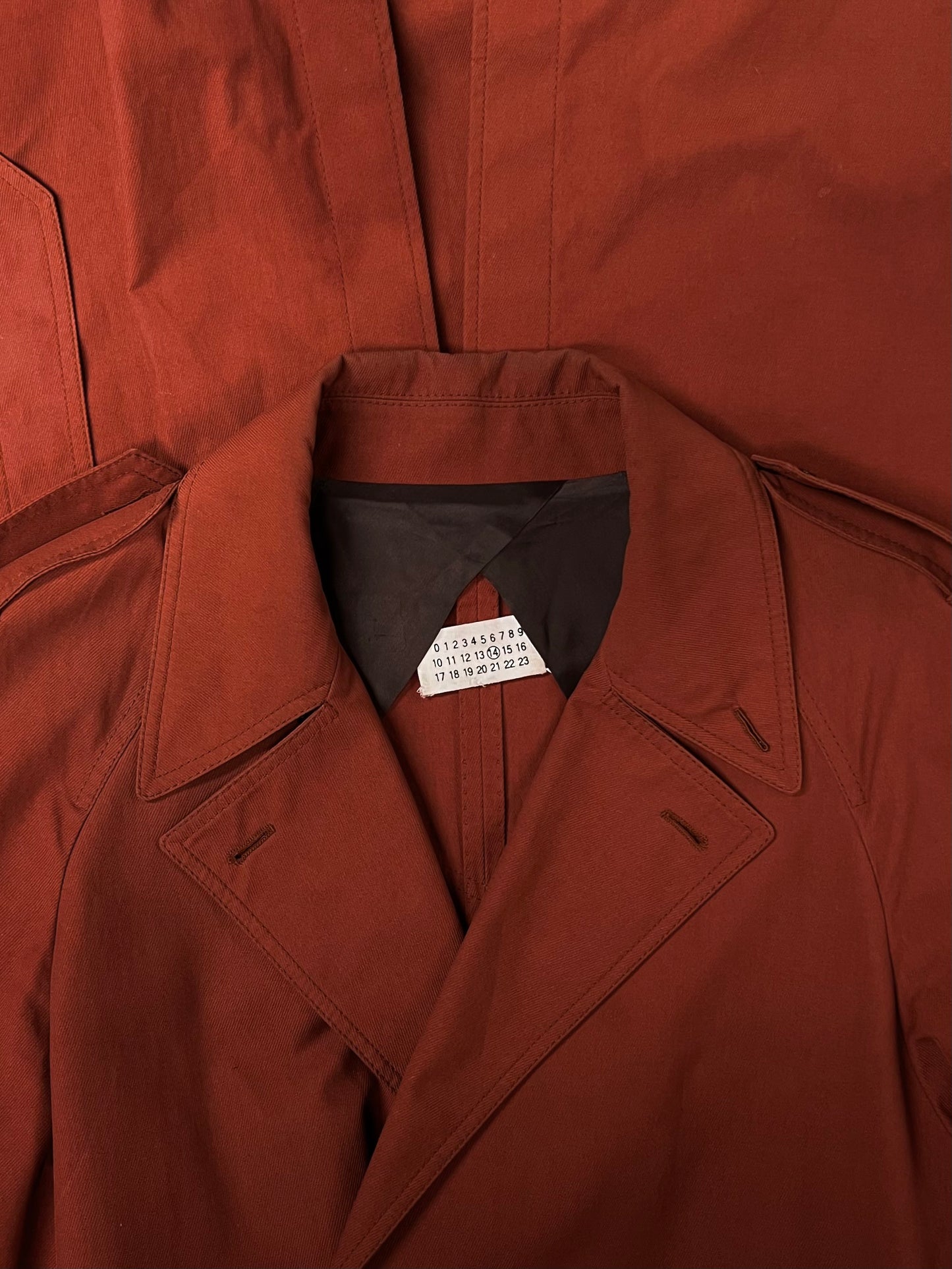 Maison Margiela Line (14) Burnt Orange Floor Length Trench Coat