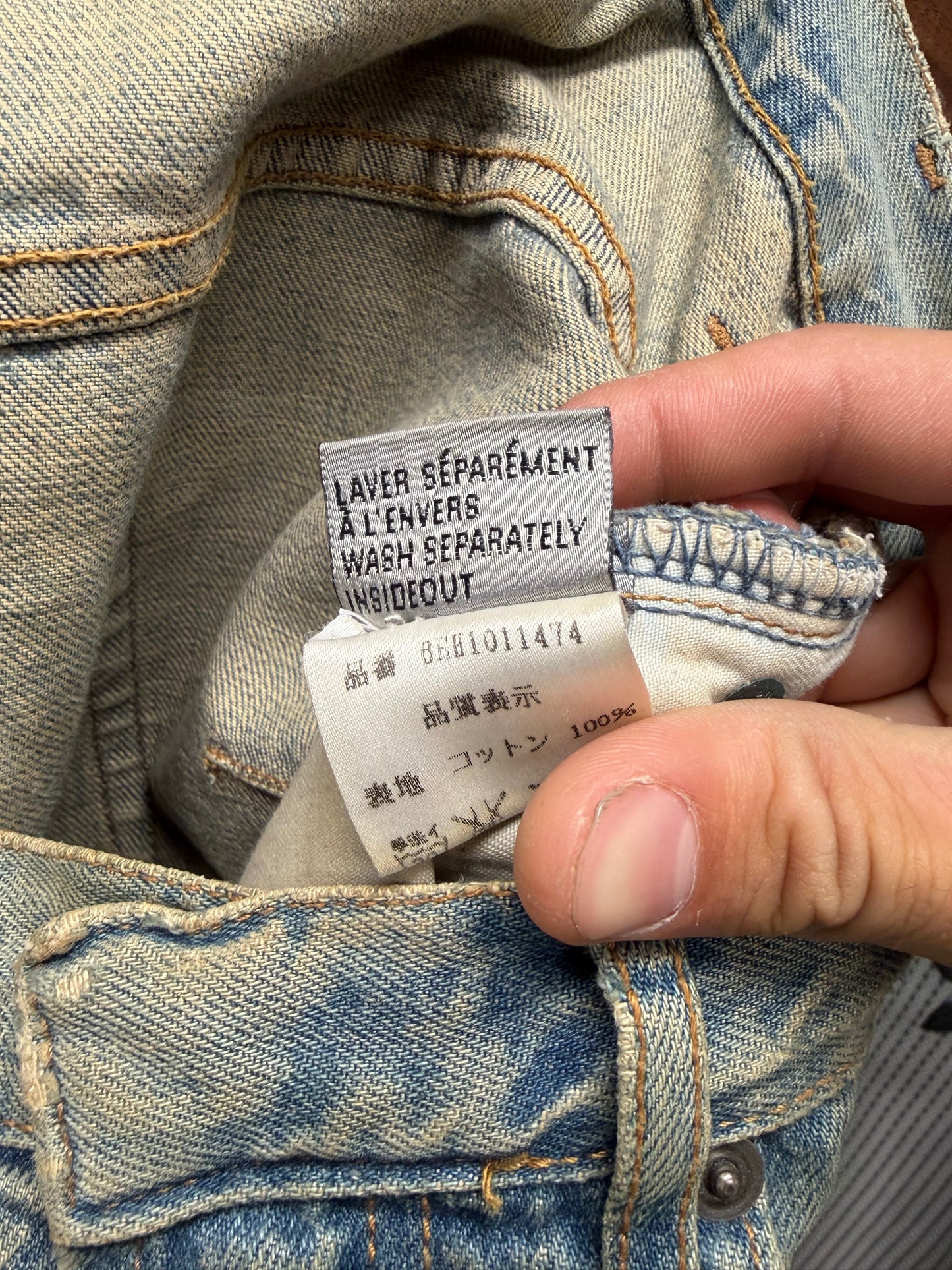 SS2006 Dior Homme by Hedi Slimane ‘Crash’ Unaltered Distressed Blue Dirt Wash Skinny Jeans