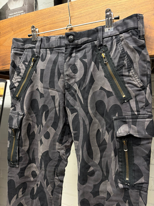 AW2004 Number (N)ine ‘Give Peace a Chance’ Tribal Heart Camouflage Black Skinny Jeans