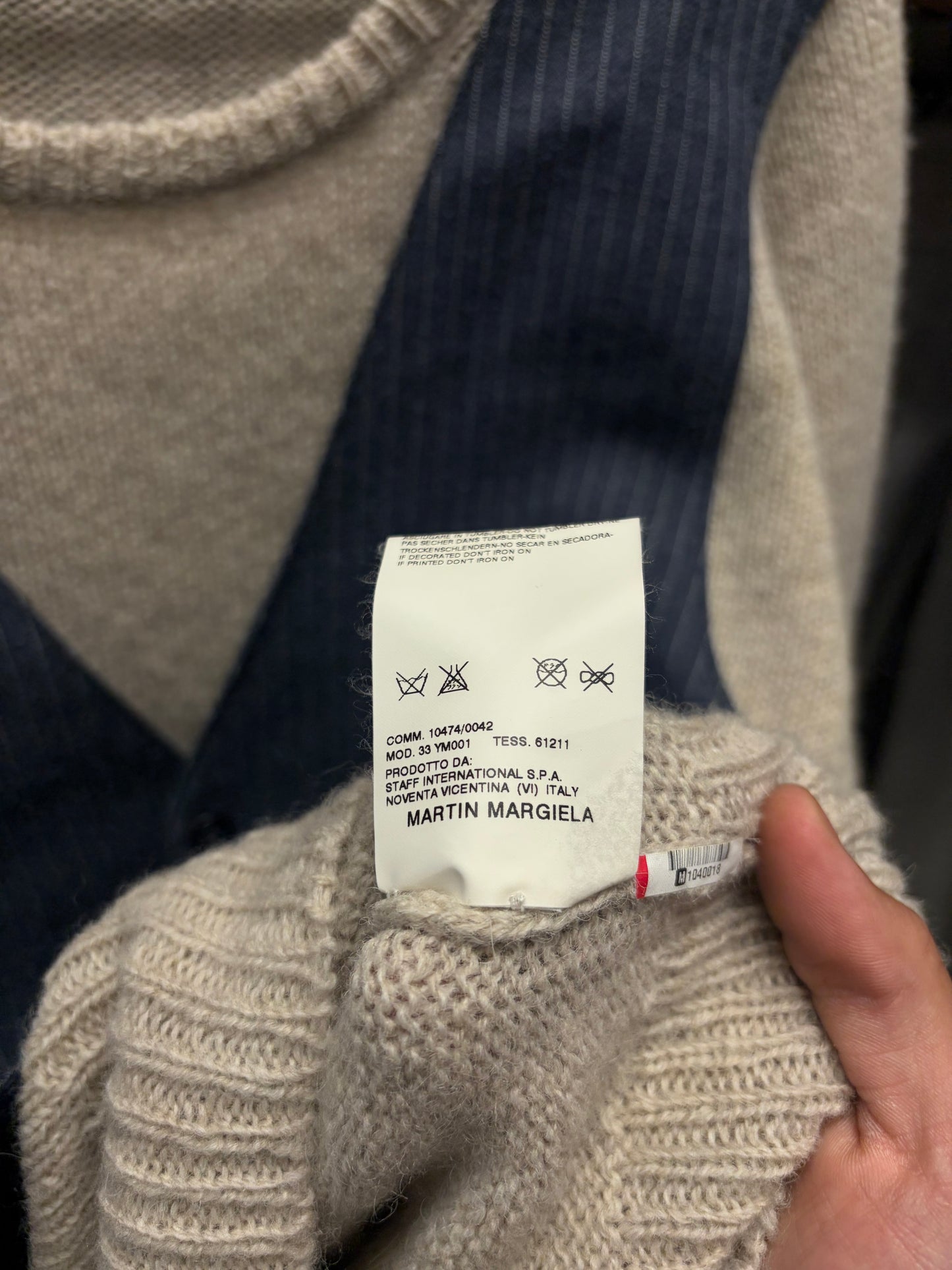 Maison Martin Margiela ‘Trompe L’œil’ Artisinal (0) Reconstructed Pinstripe Vest/Wool Sweater