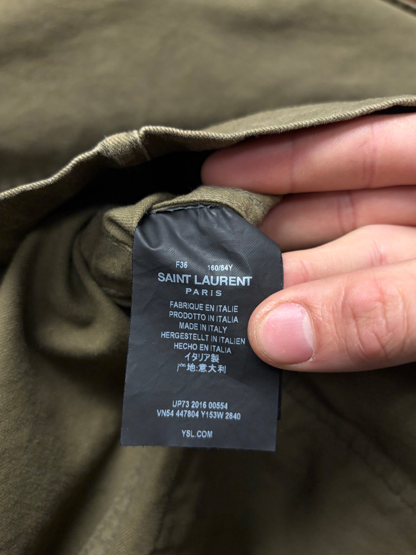 2016 Saint Laurent by Hedi Slimane ‘Sweet Dreams’ Shark Graphic Military Field Jacket
