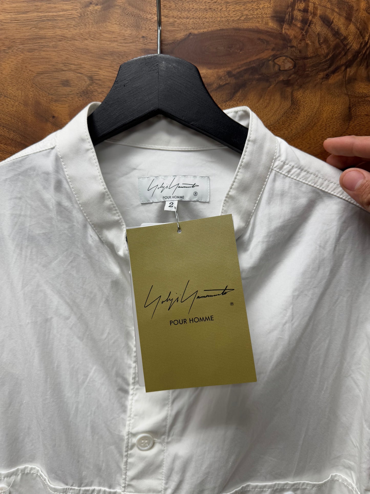 Yohji Yamamoto Pour Homme ‘Mandarin Collar’ White Button Down Shirt