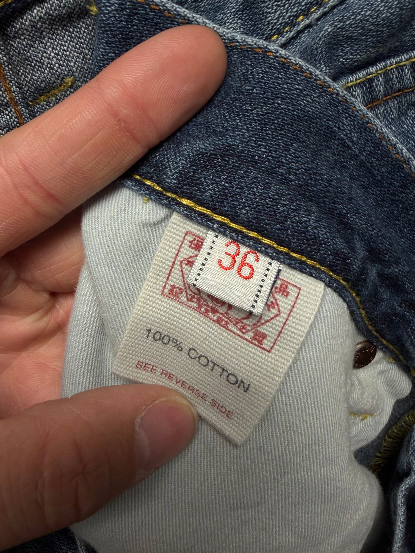 2000s Evisu ‘Gull Logo’ Blue/White Bootcut Denim