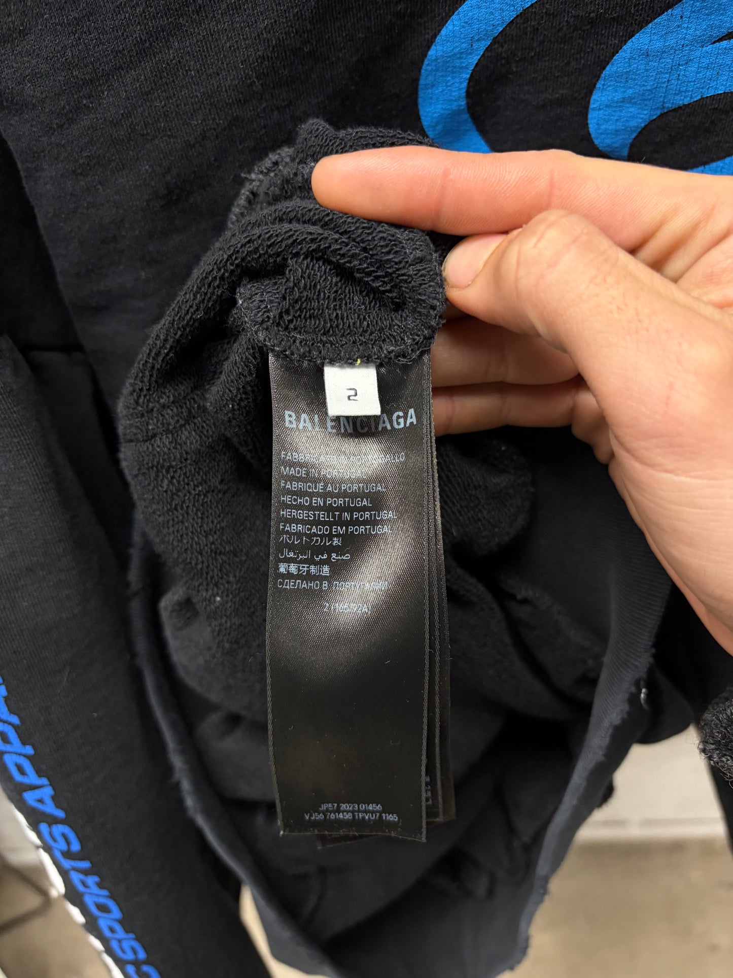 SS2024 Balenciaga ‘Surf Logo’ Distressed Black Pullover Hoodie