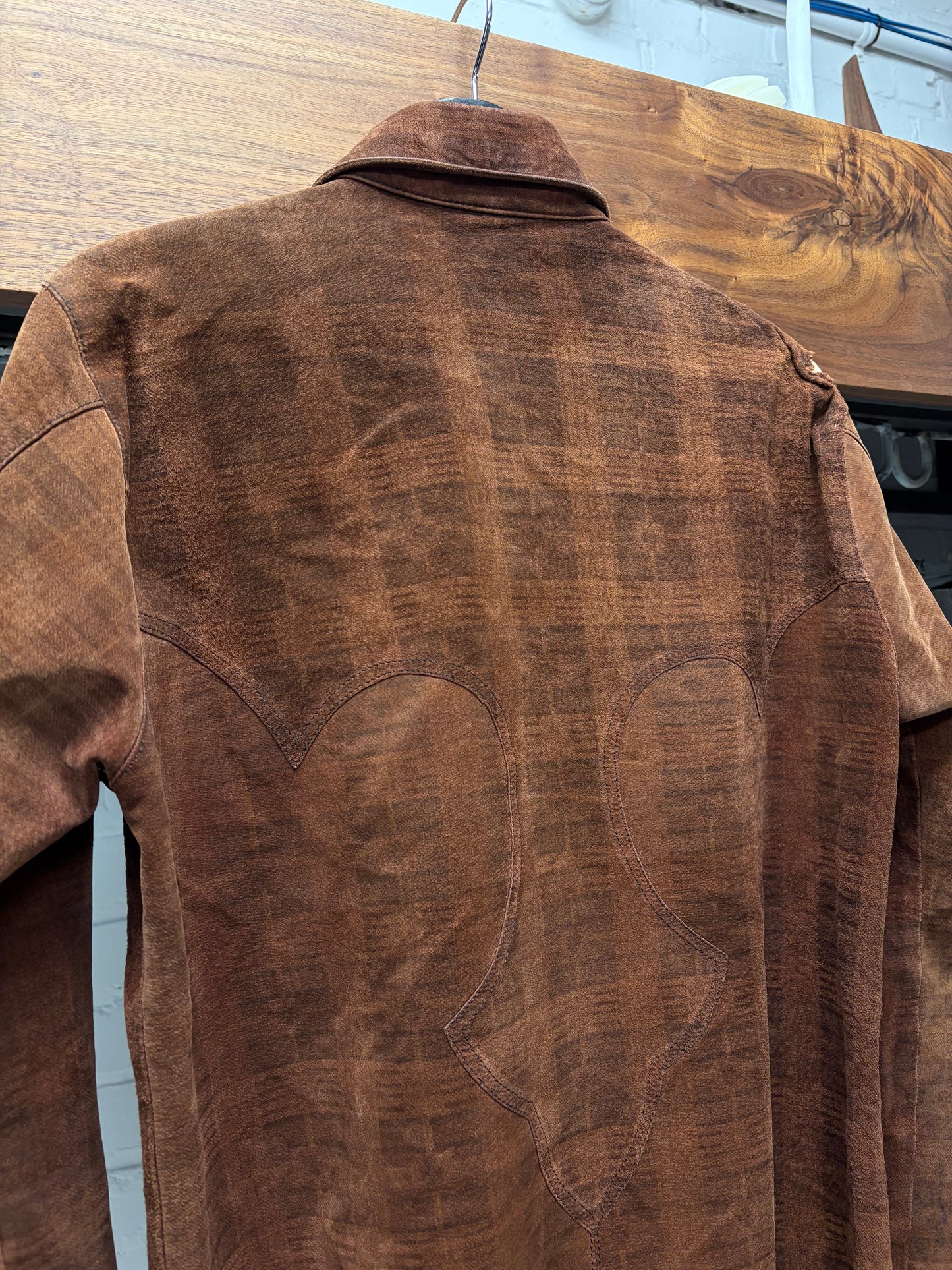 Vintage Chrome Hearts Western ‘Fleur De Lis’ Detailed Suede Collared Shirt