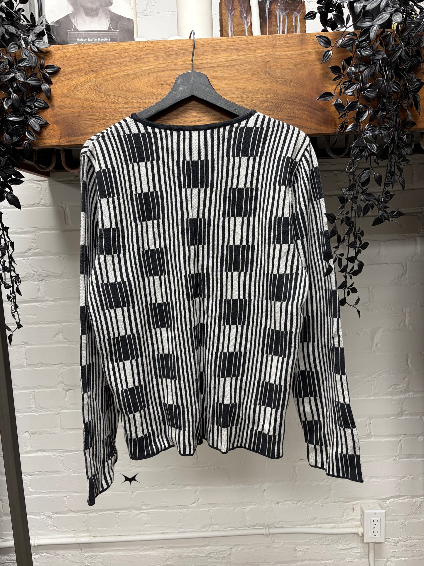Vintage Jean Paul Gaultier ‘Objet’ Vertical Bar Patterned V-Neck Knit Sweater