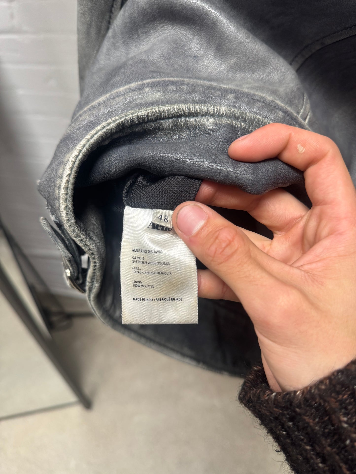 AW2009 Acne Studios ‘Mustang SB’ Perfecto Zip Faded Grey Leather Jacket