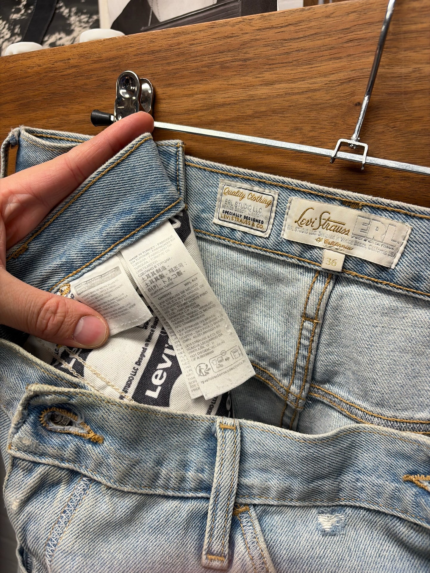 ERL x Levi’s 501 Light Washed Blue Baggy ‘Cutoff’ Denim Shorts
