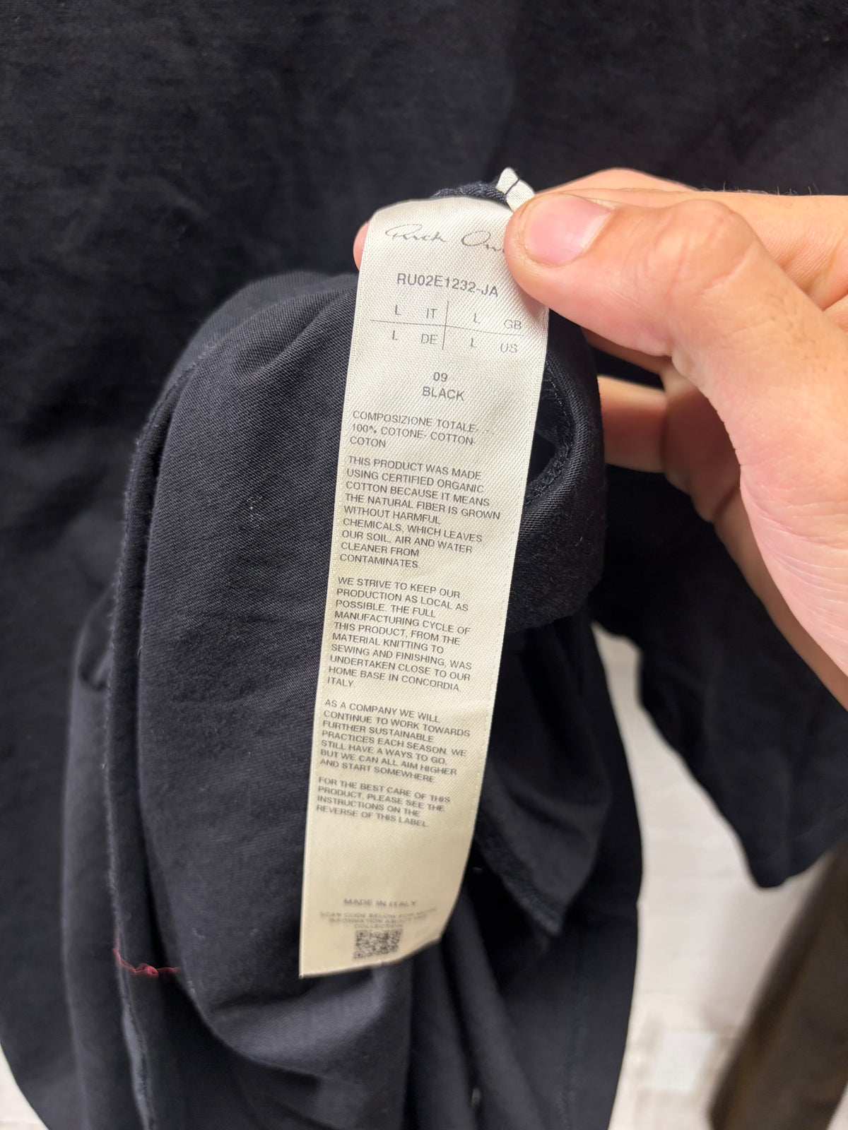Rick Owens Black Cotton ‘Level’ Short Sleeve T-Shirt