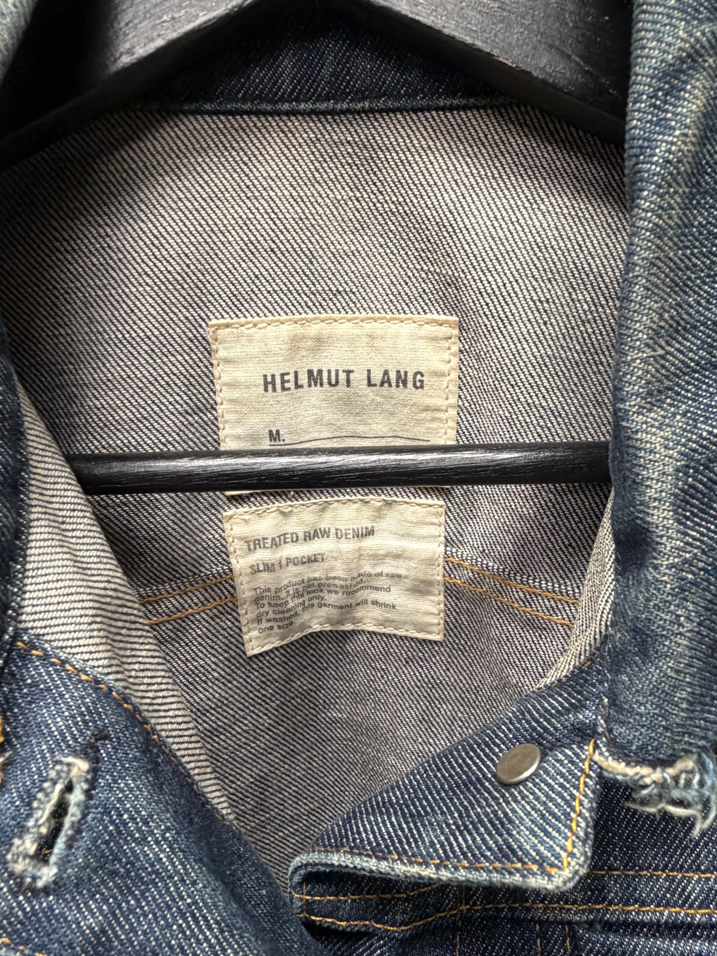 AW2003 Helmut Lang Leather Hybrid Sleeve Reconstructed Denim Trucker Jacket