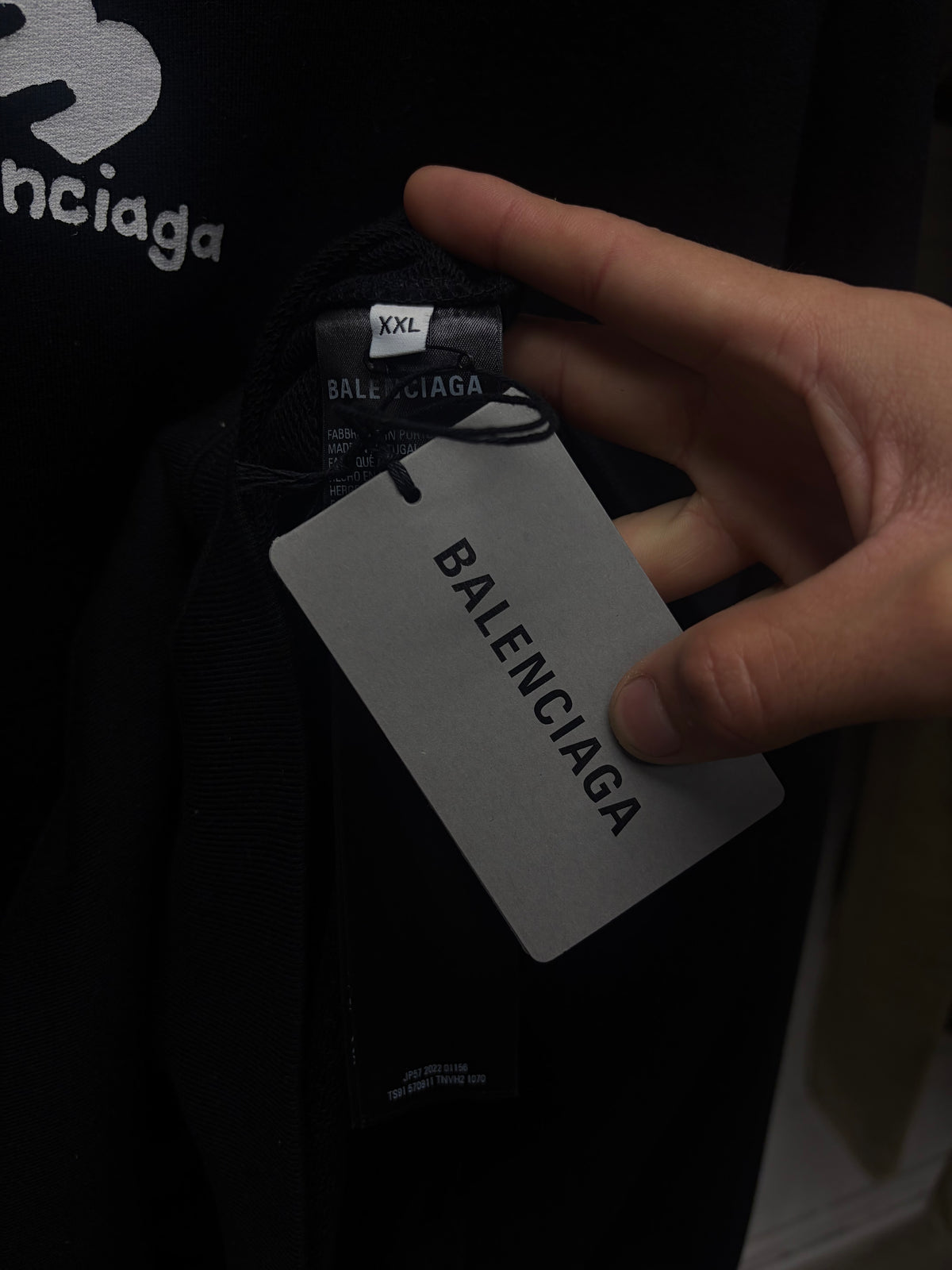 2022 Balenciaga ‘3B Logo’ Black/White Pullover Hoodie
