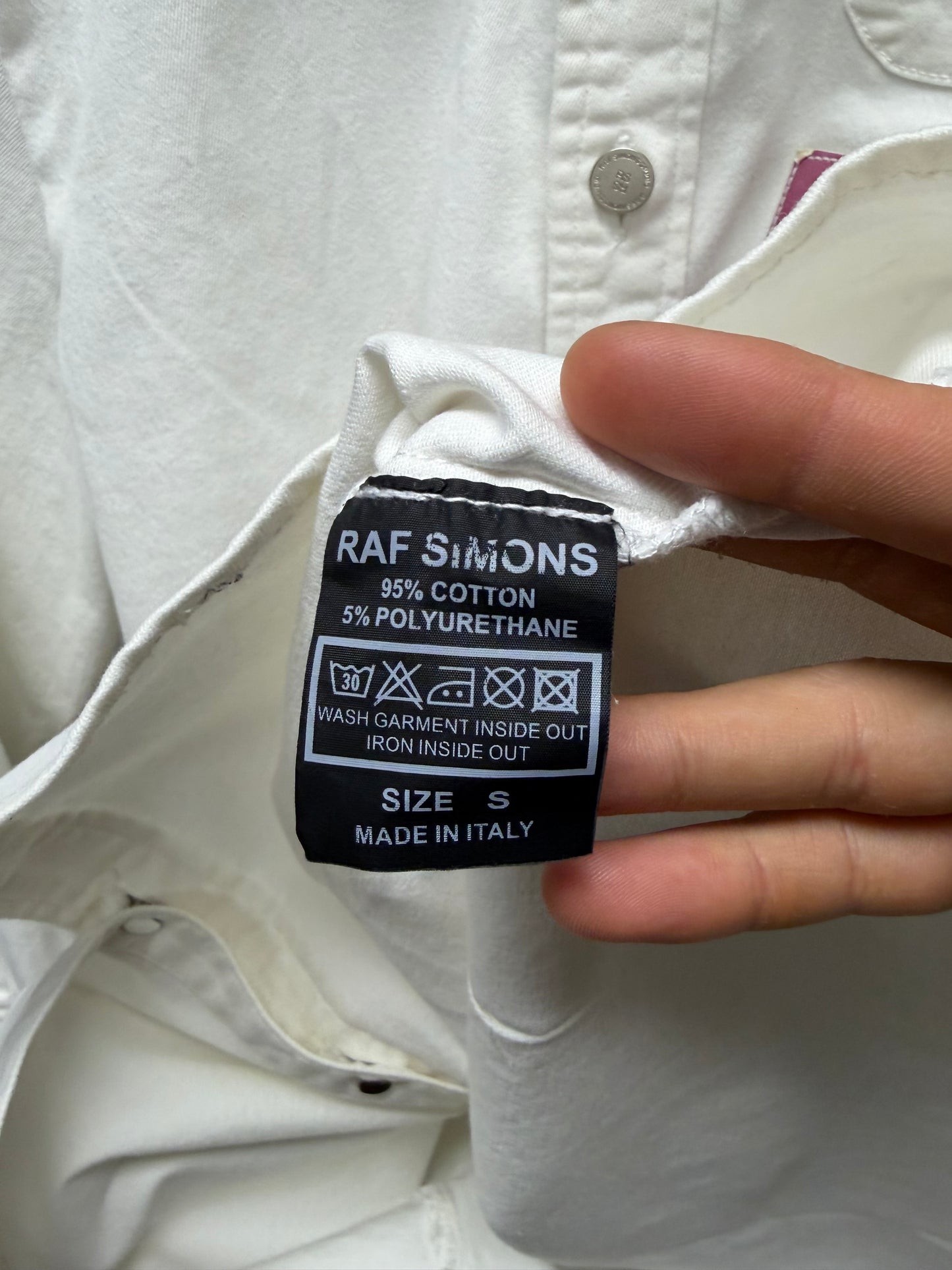 AW2015 Raf Simons x Brian Calvin ‘Guitar Boy’ White Denim Button Up Shirt