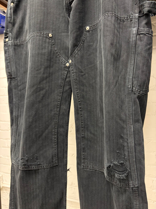 AW2025 Enfants Riches Déprimés ‘Double Knee’ Distressed Black Carpenter Pants