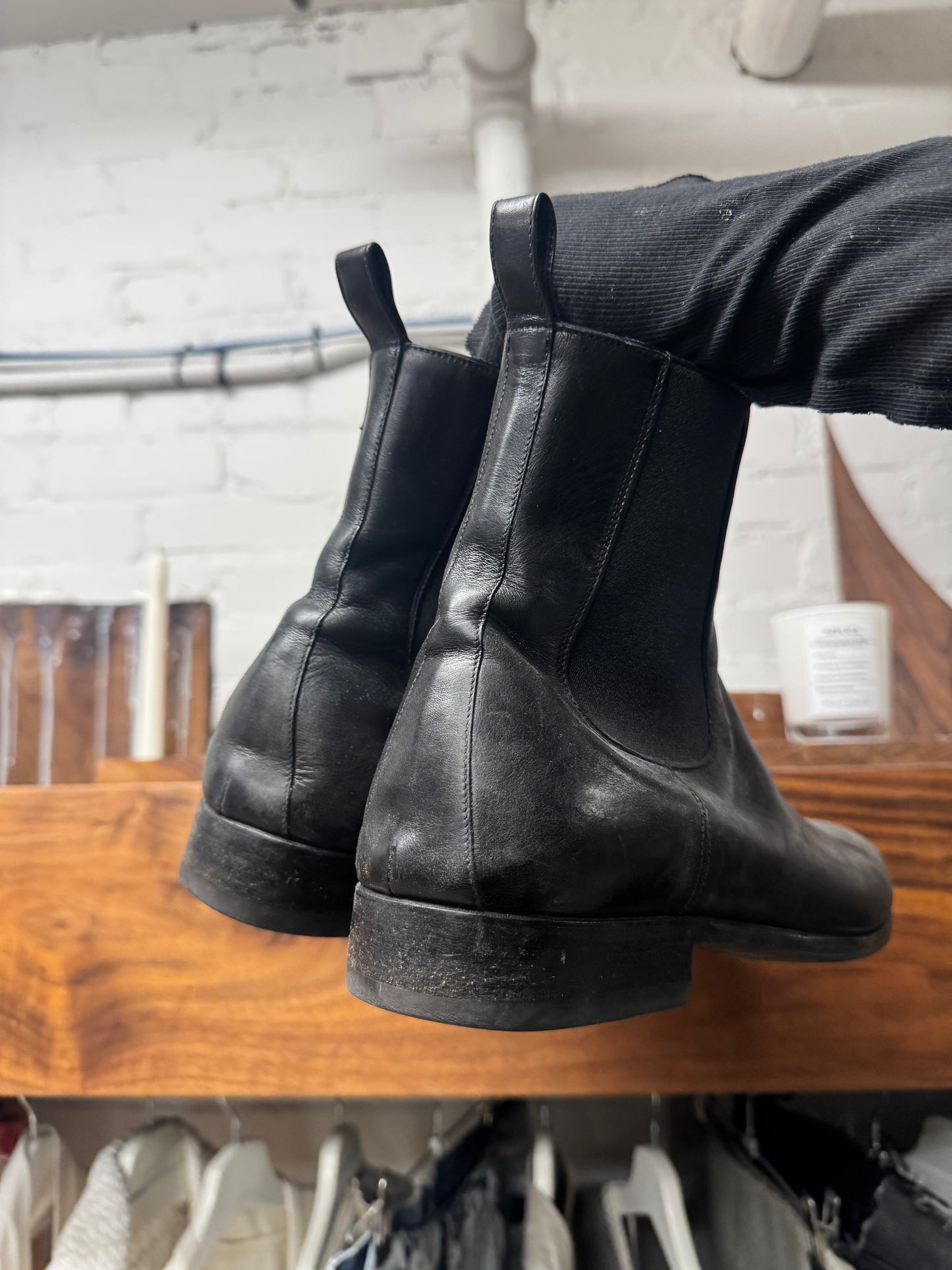 Gucci Black Calfskin Leather Vibram Sole Chelsea Boots
