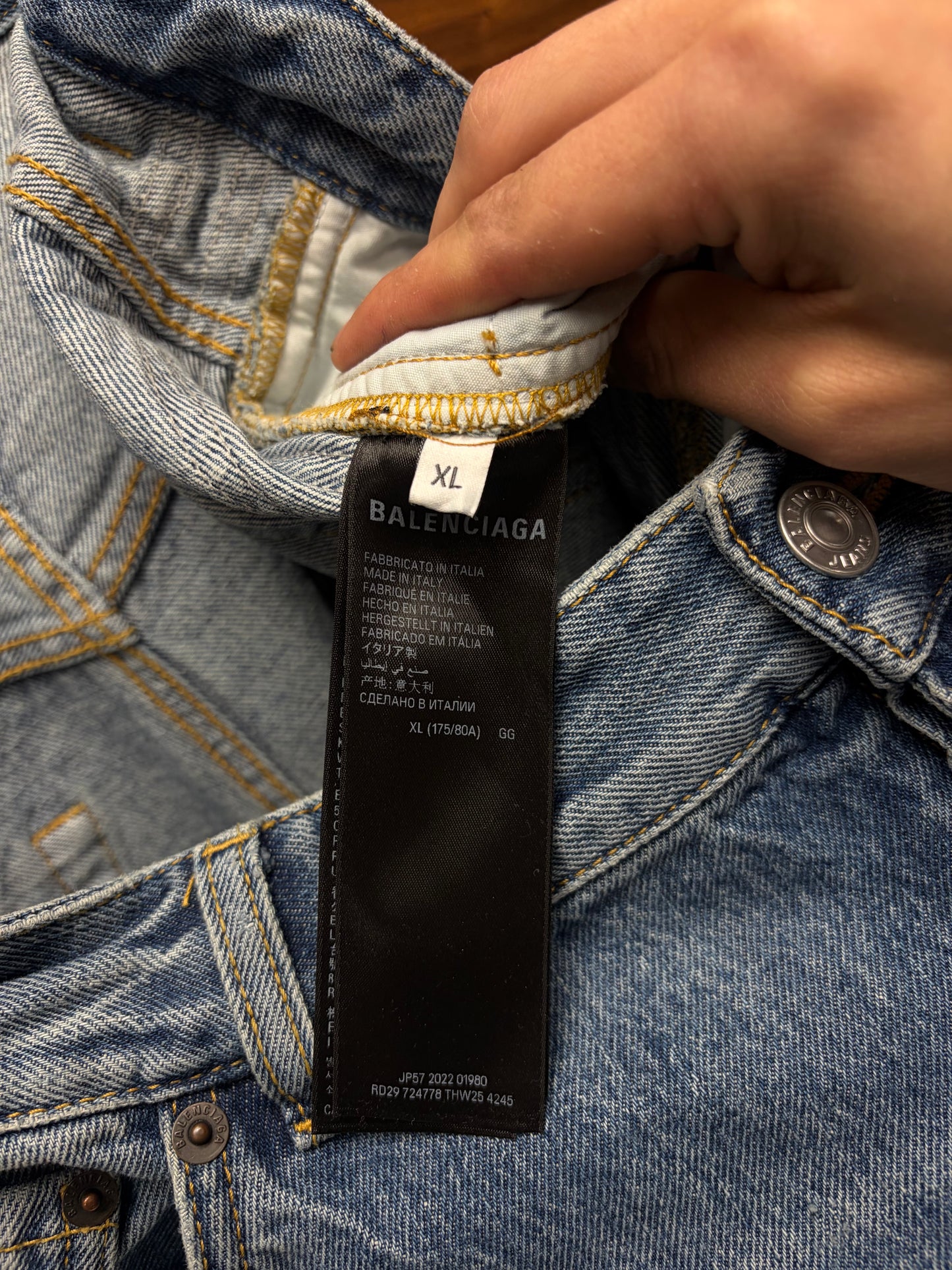 SS2023 Balenciaga x Adidas ‘Striped’ Blue Baggy Wide Leg Denim
