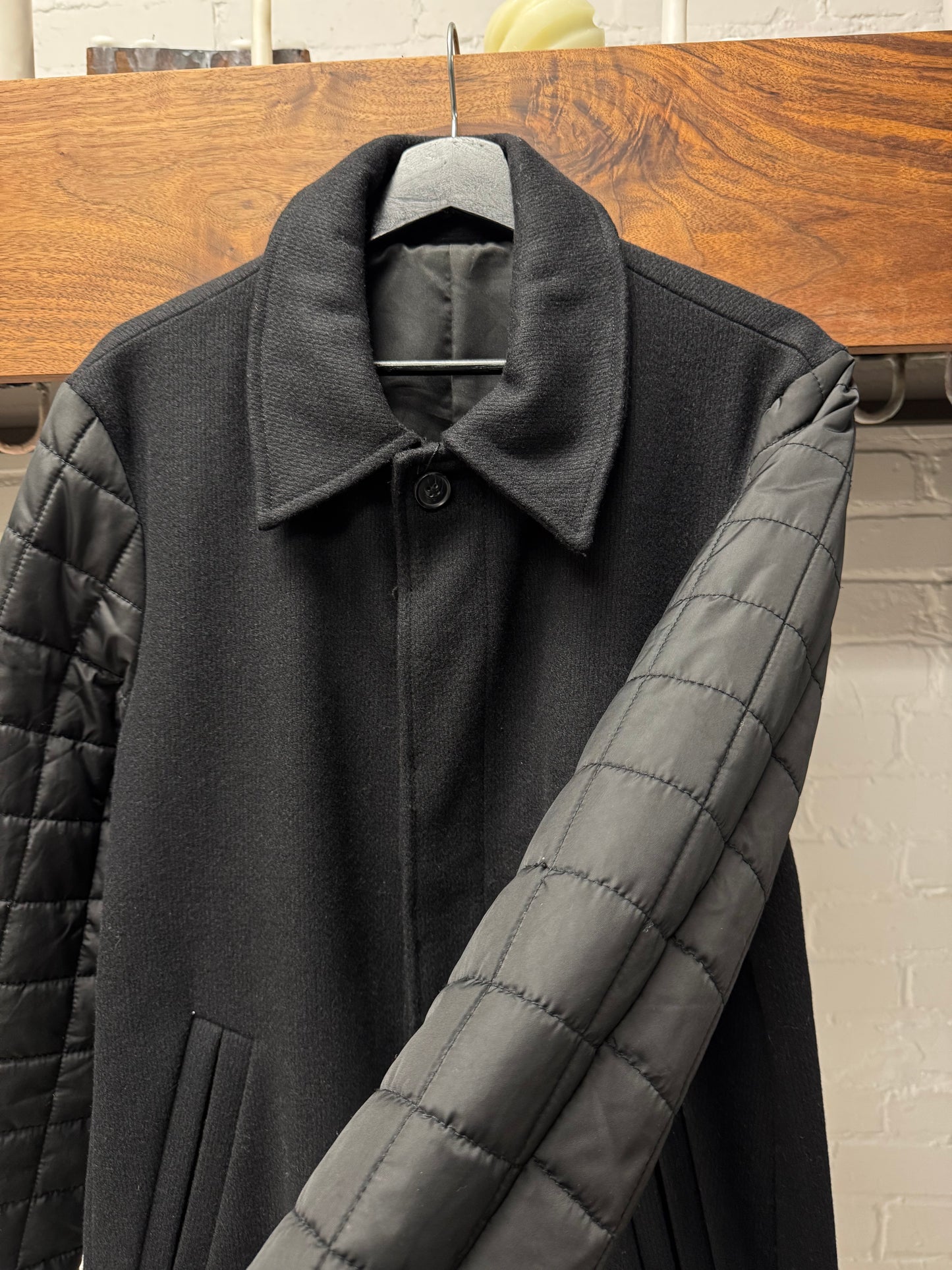 Balmain Quilted ‘Puffer Sleeve’ Wool Coat