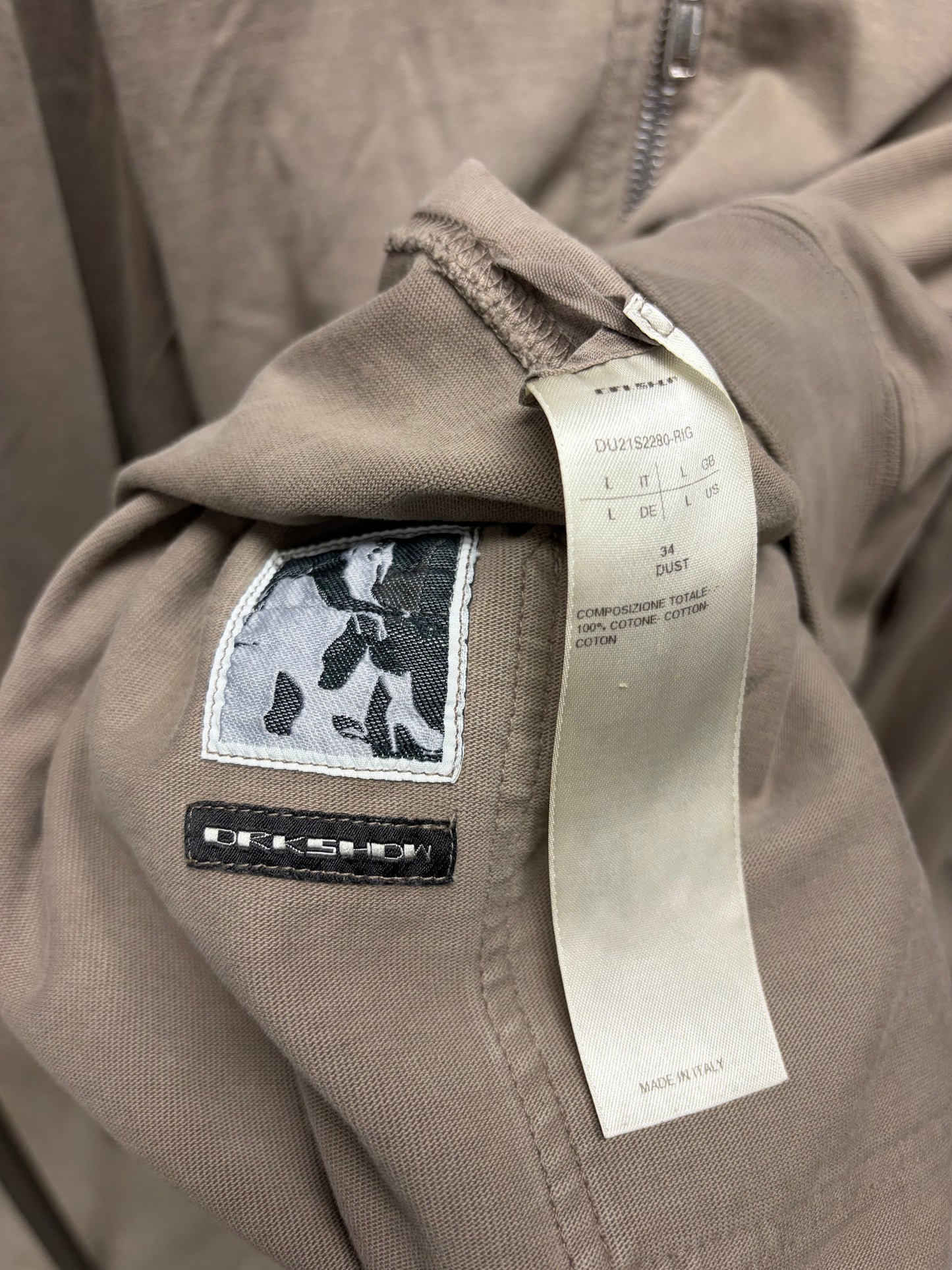 Rick Owens ‘Gimp’ Dust Brown Full-Zip Up Hoodie