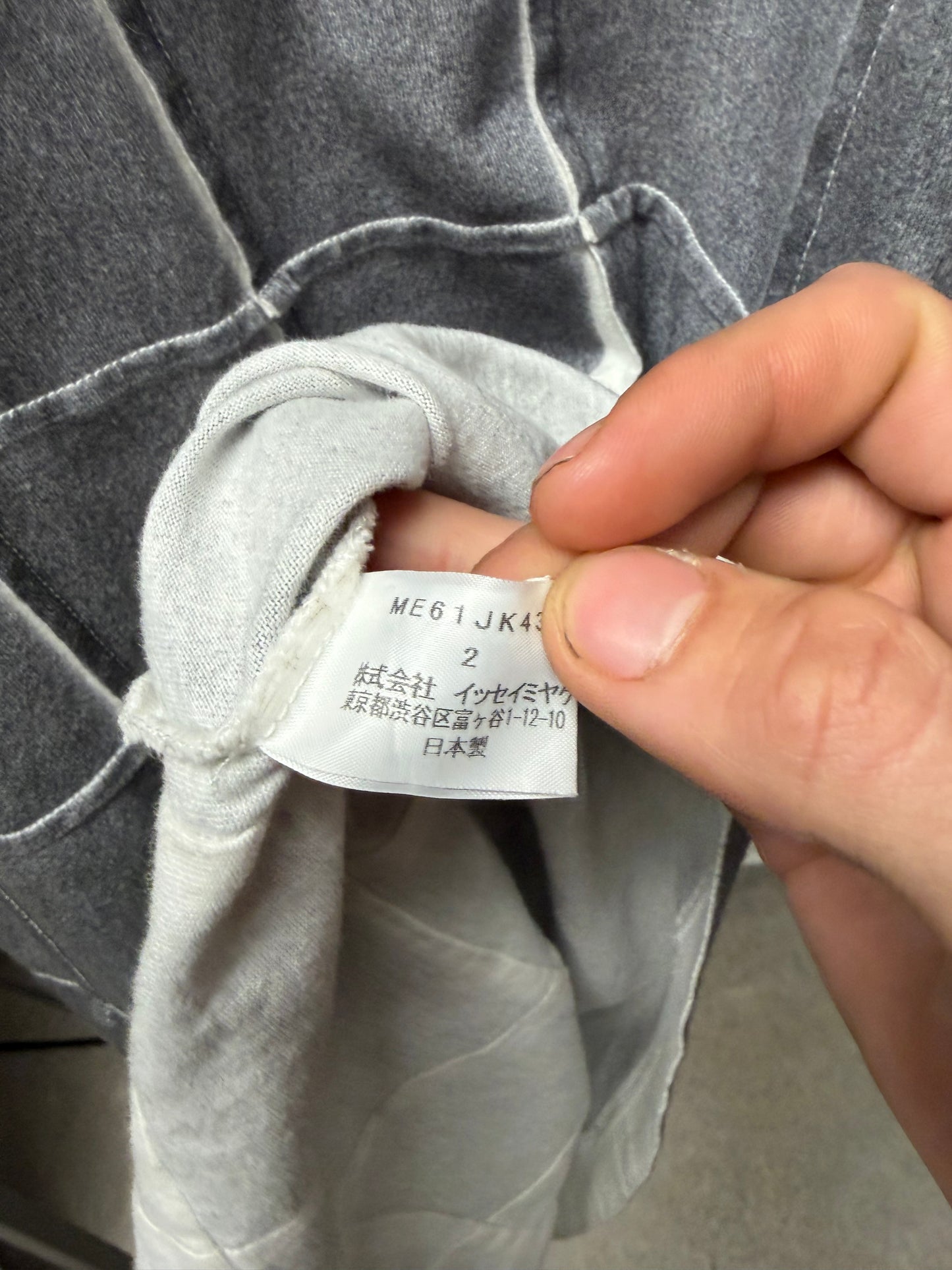 Issey Miyake ‘Grid Blocked’ 3D Grey Cotton T-Shirt