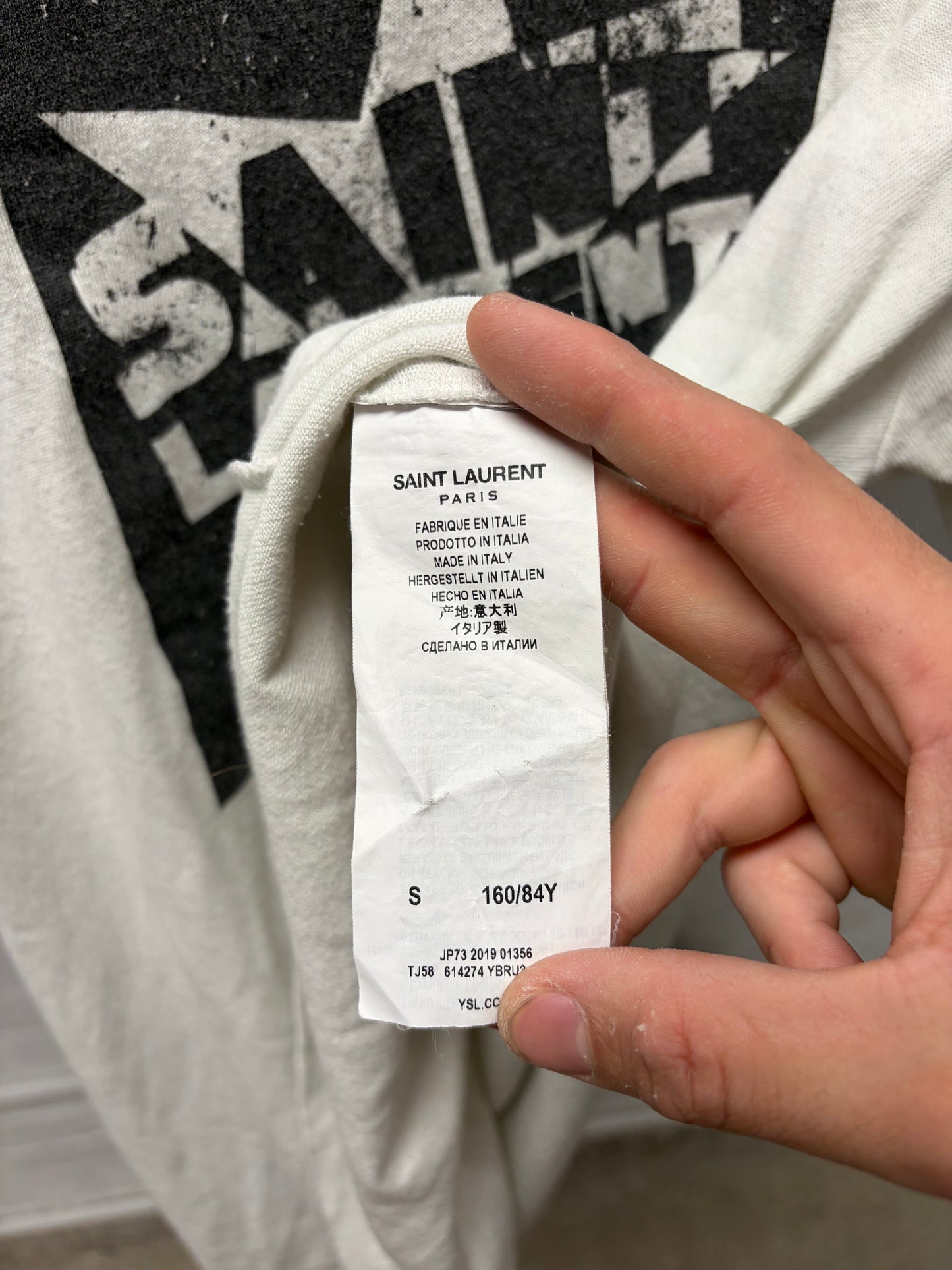 2019 Saint Laurent ‘Star Logo’ White Graphic T-Shirt
