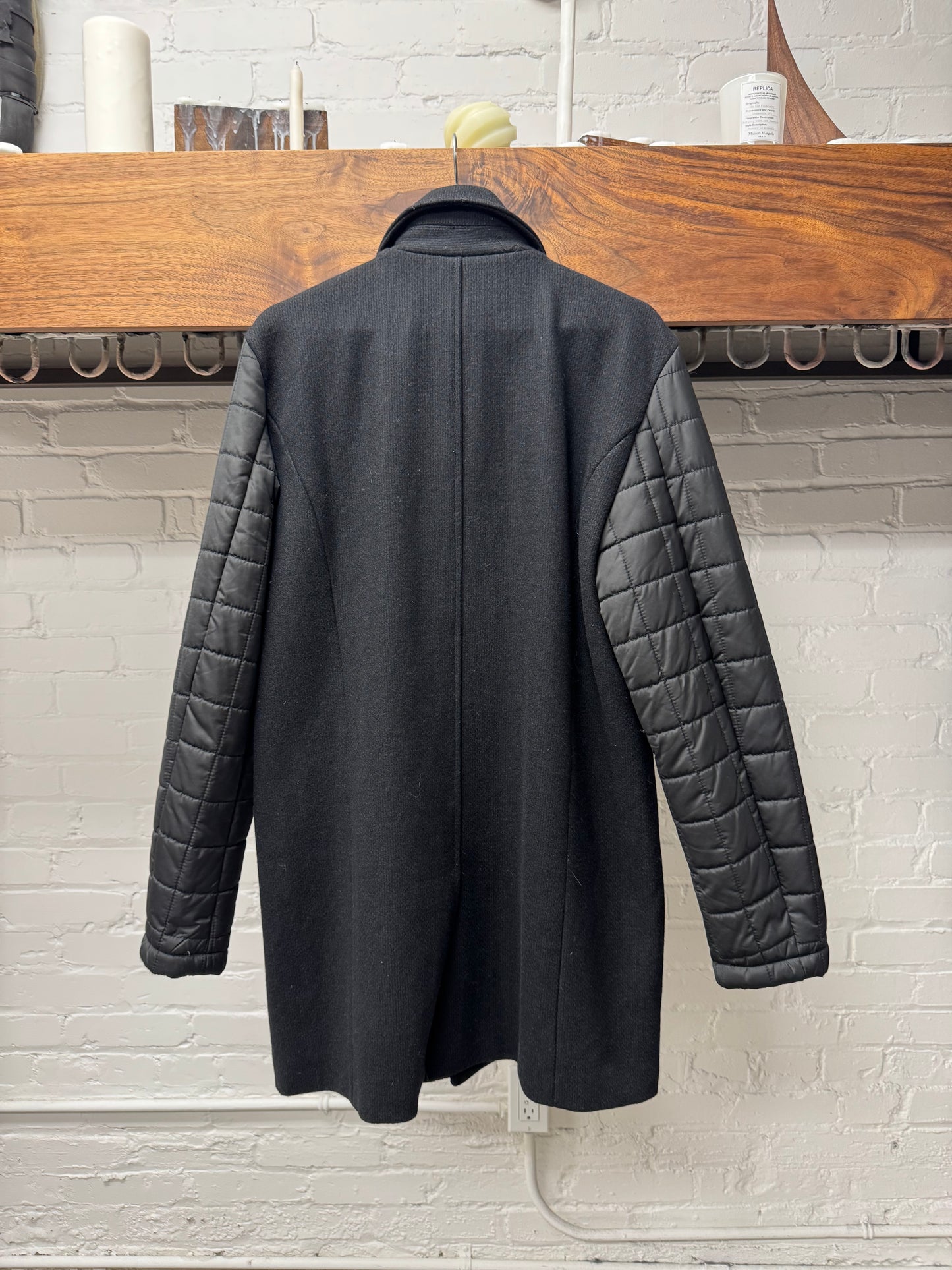 Balmain Quilted ‘Puffer Sleeve’ Wool Coat