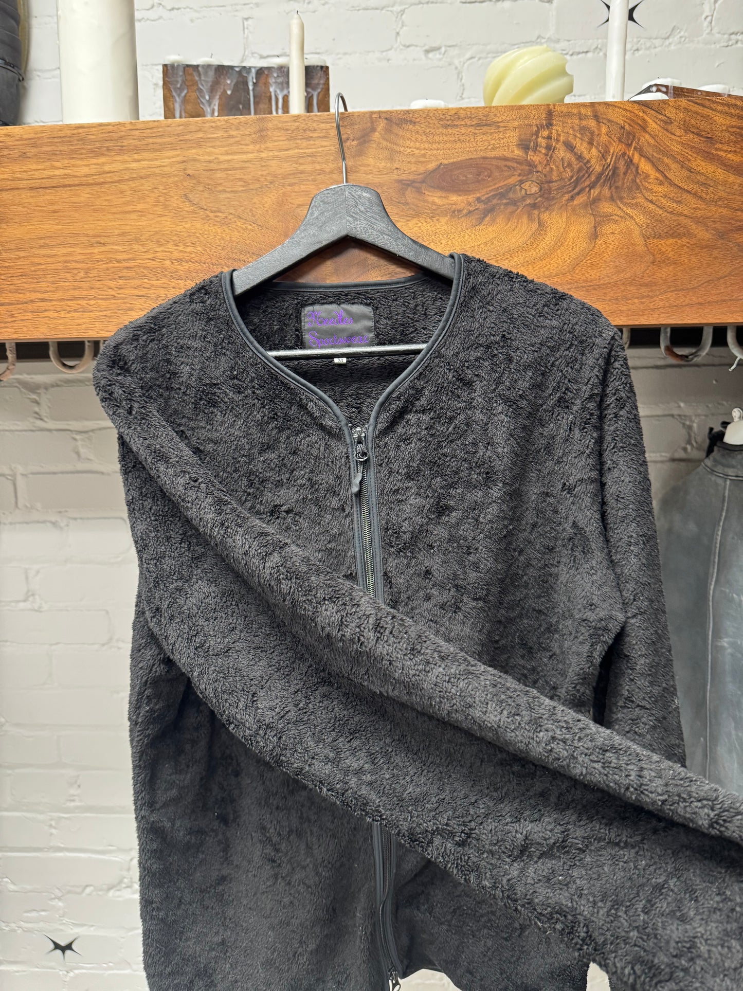 Needles Black Zip Up Fleece Sweater