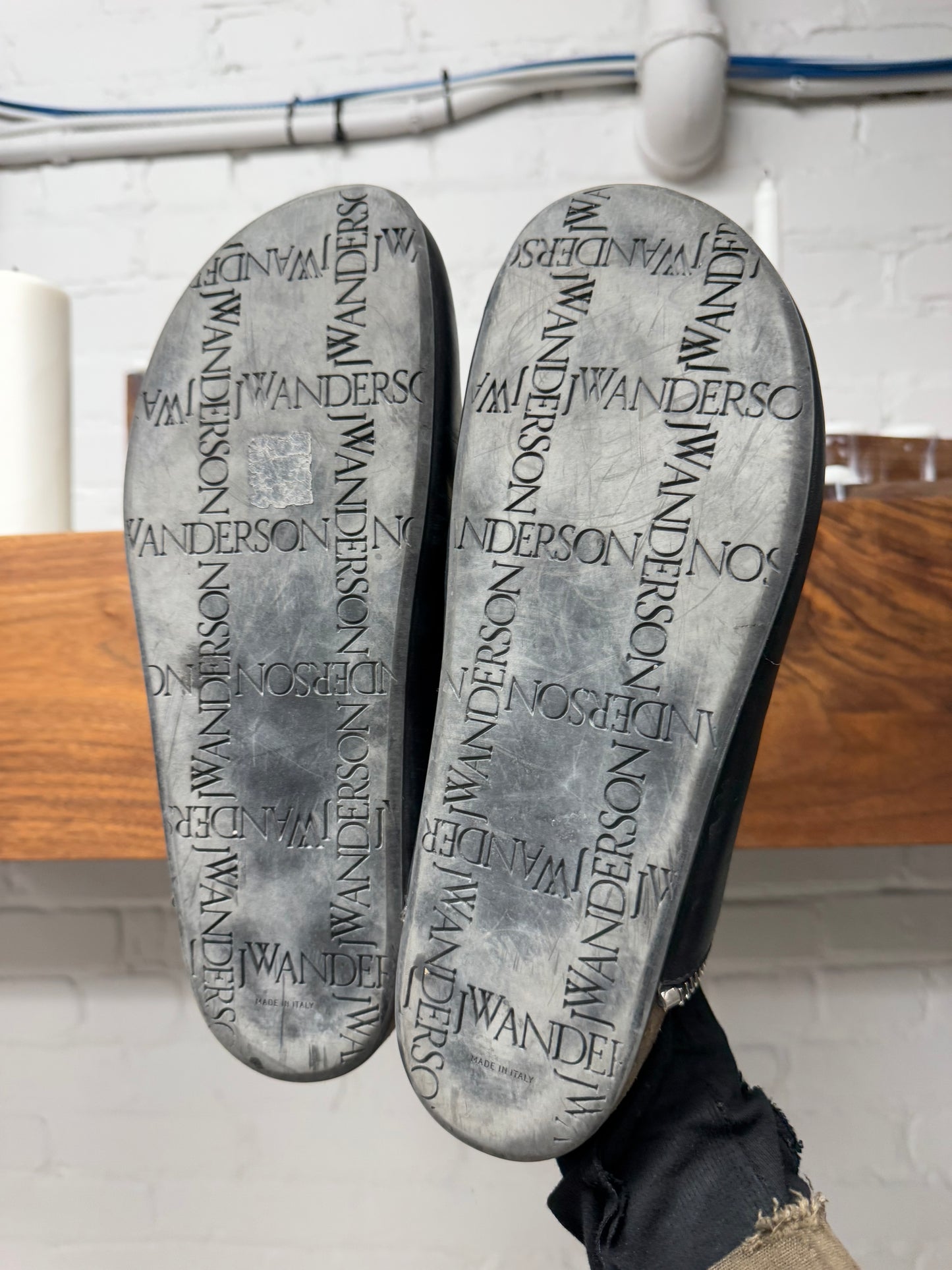 JW Anderson ‘Zipper Track’ Leather Slides