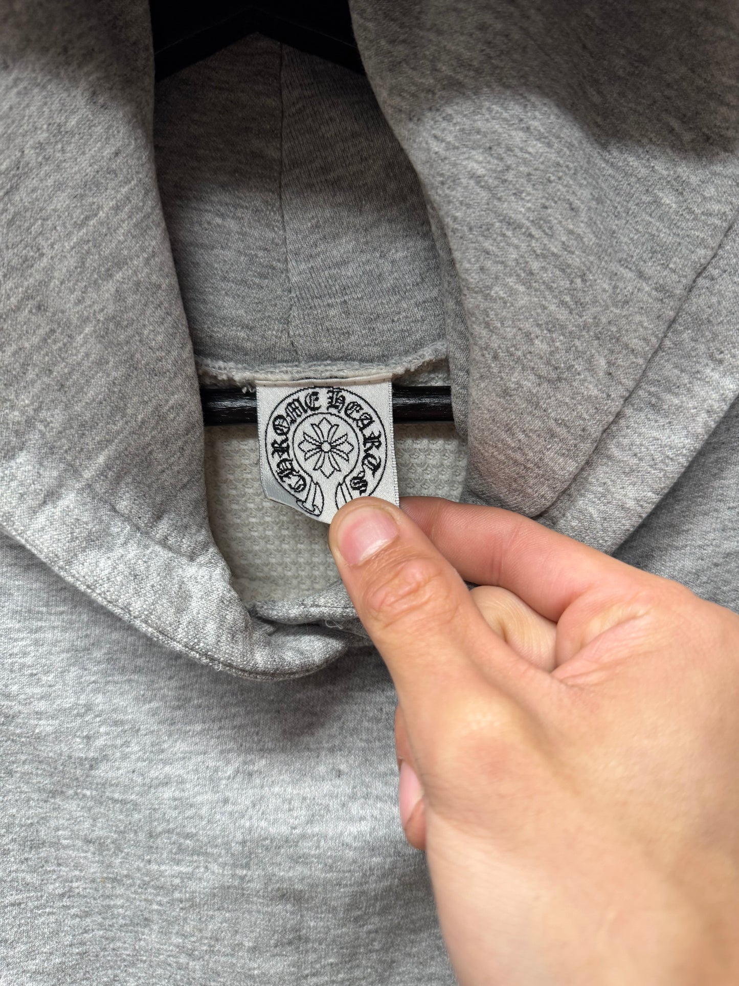 Vintage 90s Chrome Hearts Grey Thermal Lined ‘FUCK YOU’ Pullover Hoodie