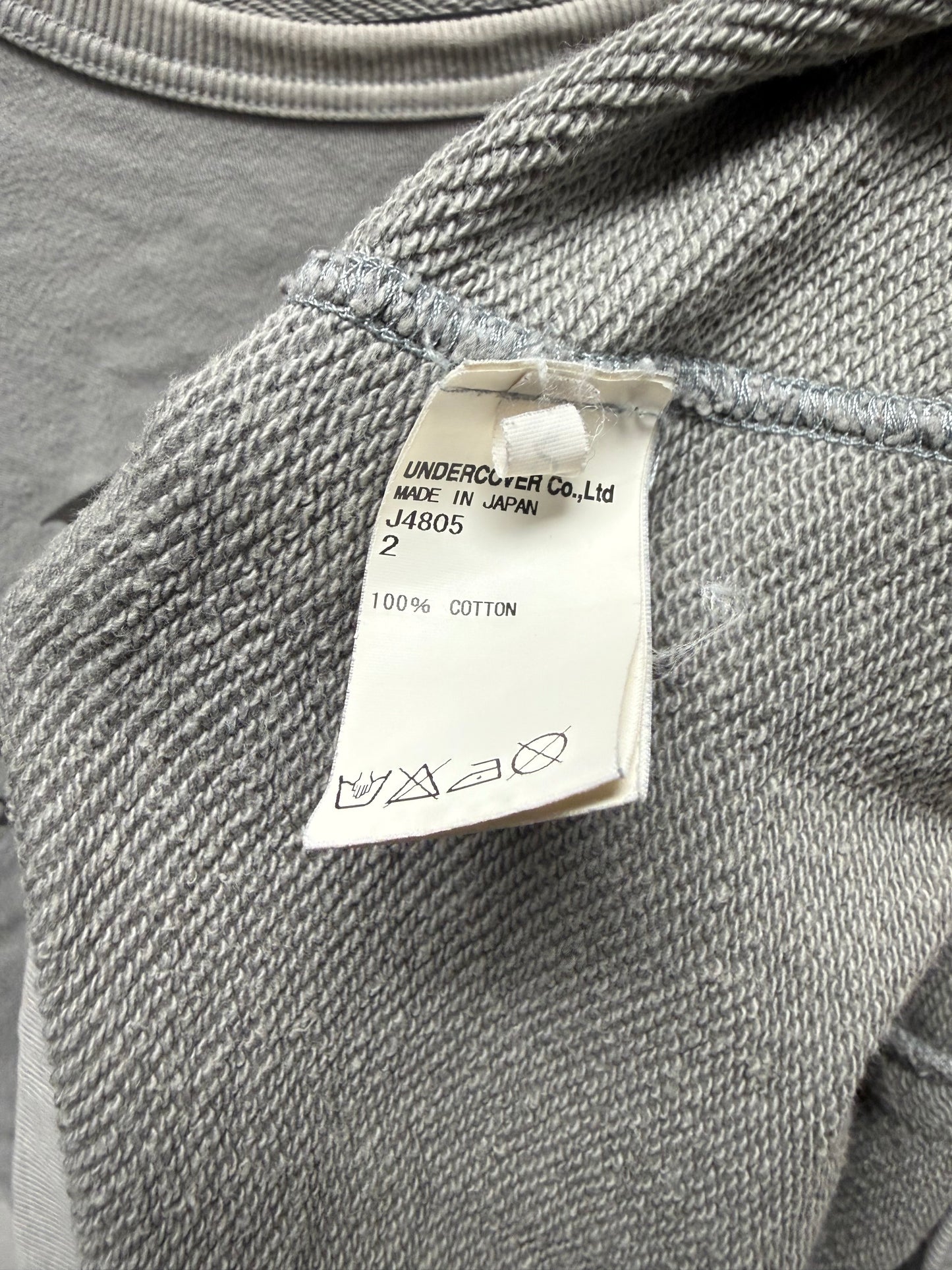 2012 Undercover ‘Think Deeper’ Grey Crude Graphic Sweatshirt
